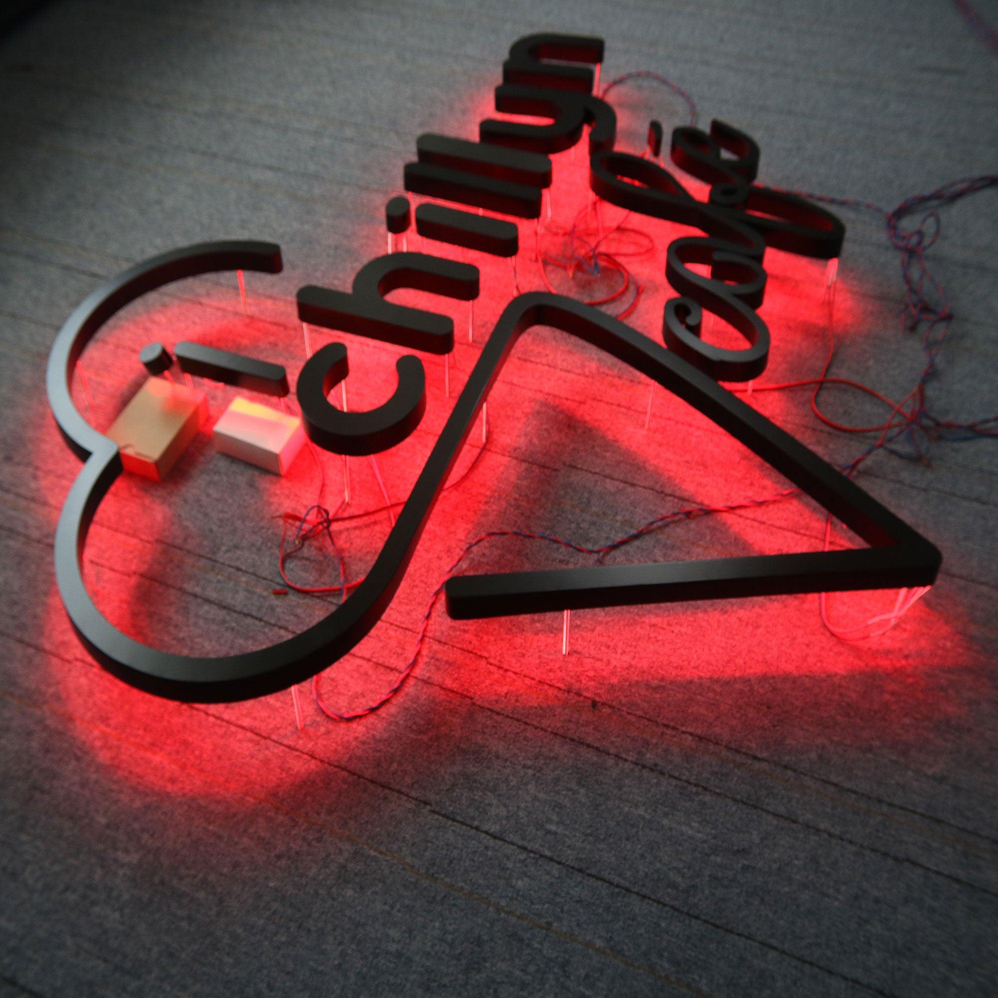 Custom outdoor stainless steel 3d led halo-lit channel letters standing off wall logo sign