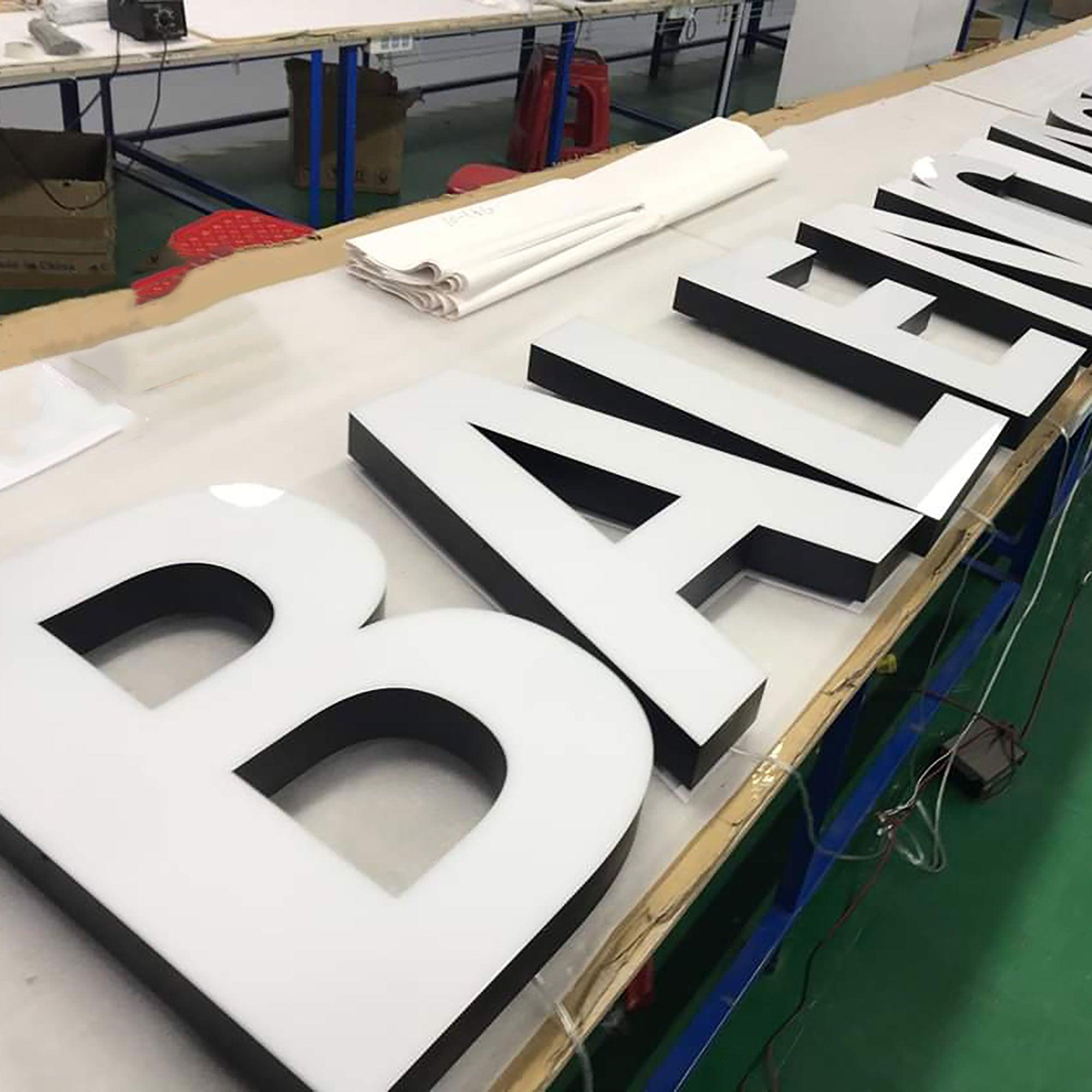 Factory manufacturer stainless steel channel letters advertising sign led commercial frontlit letters sign