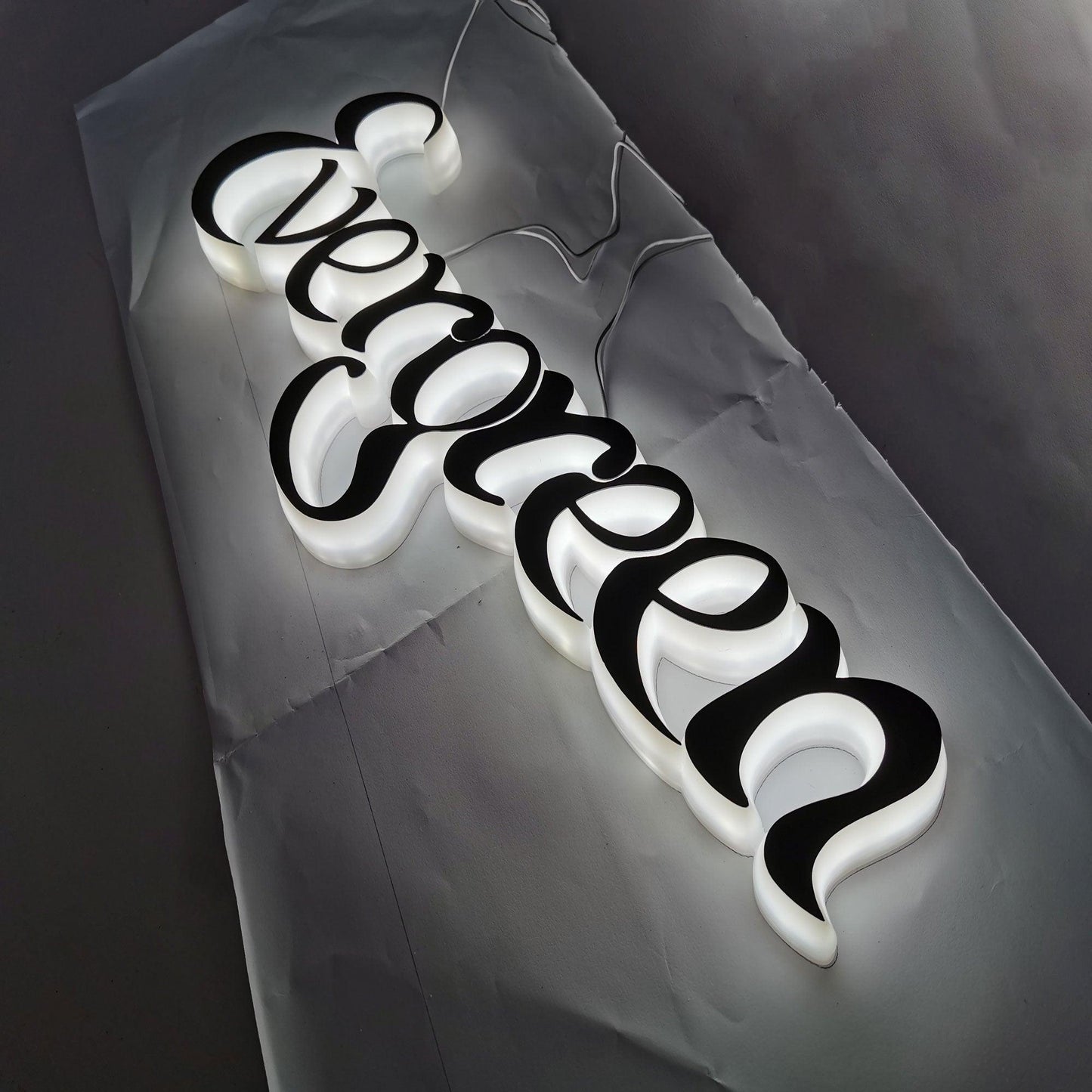 Custom Storefront Sign Acrylic Illuminate Signage Side Full Lit Letters LED Lighting Logo Outdoor Indoor Use