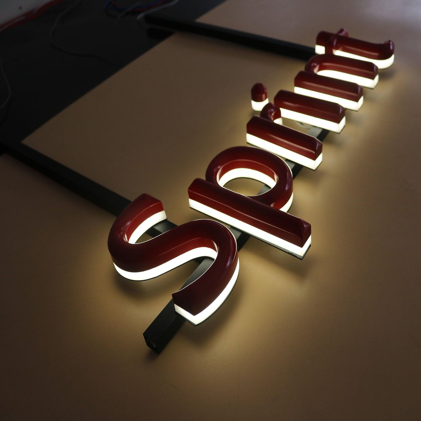 Custom hanging shopfront acrylic small mini led letters acrylic light solid letters signage company logo backlit sign