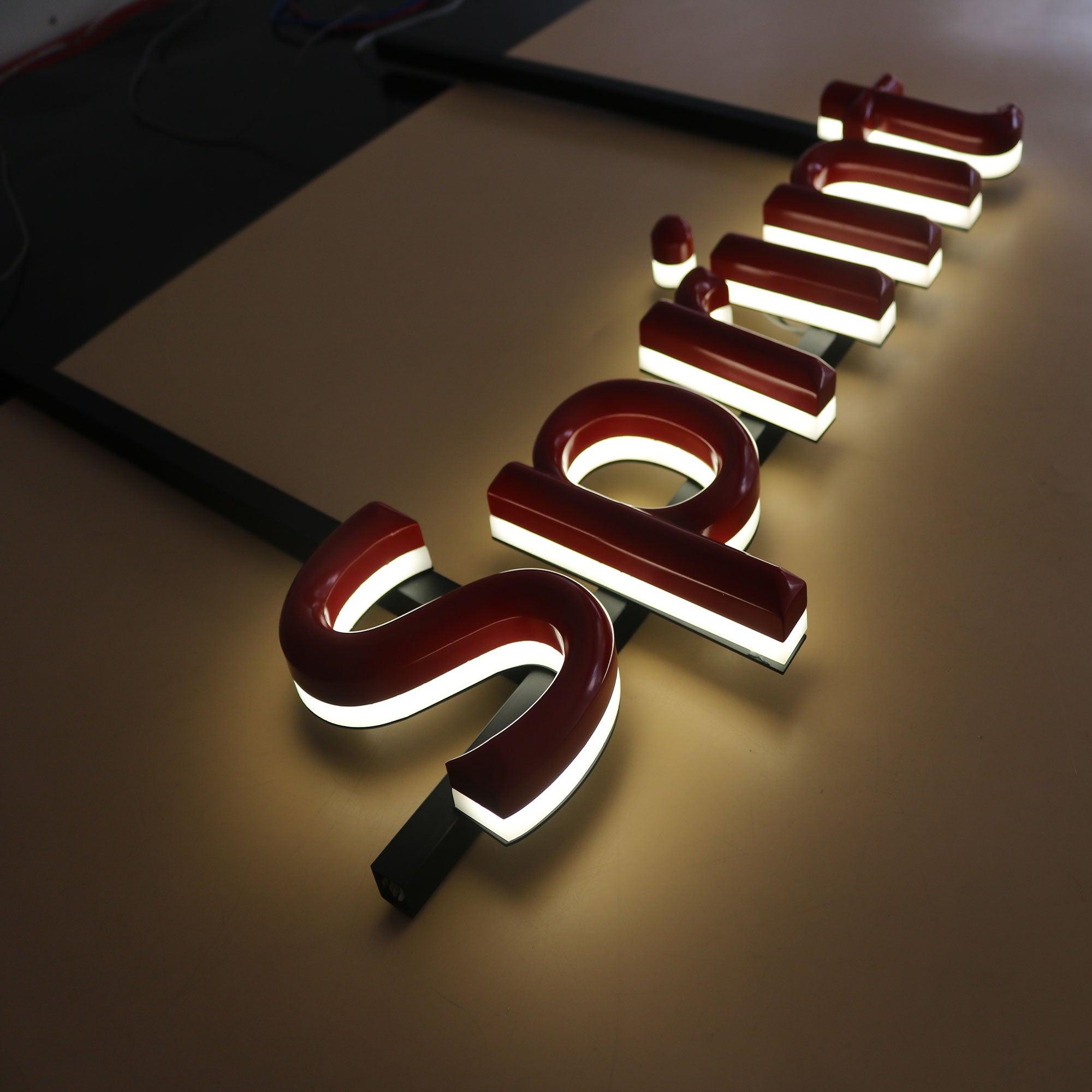 Custom hanging shopfront acrylic small mini led letters acrylic light solid letters signage company logo backlit sign