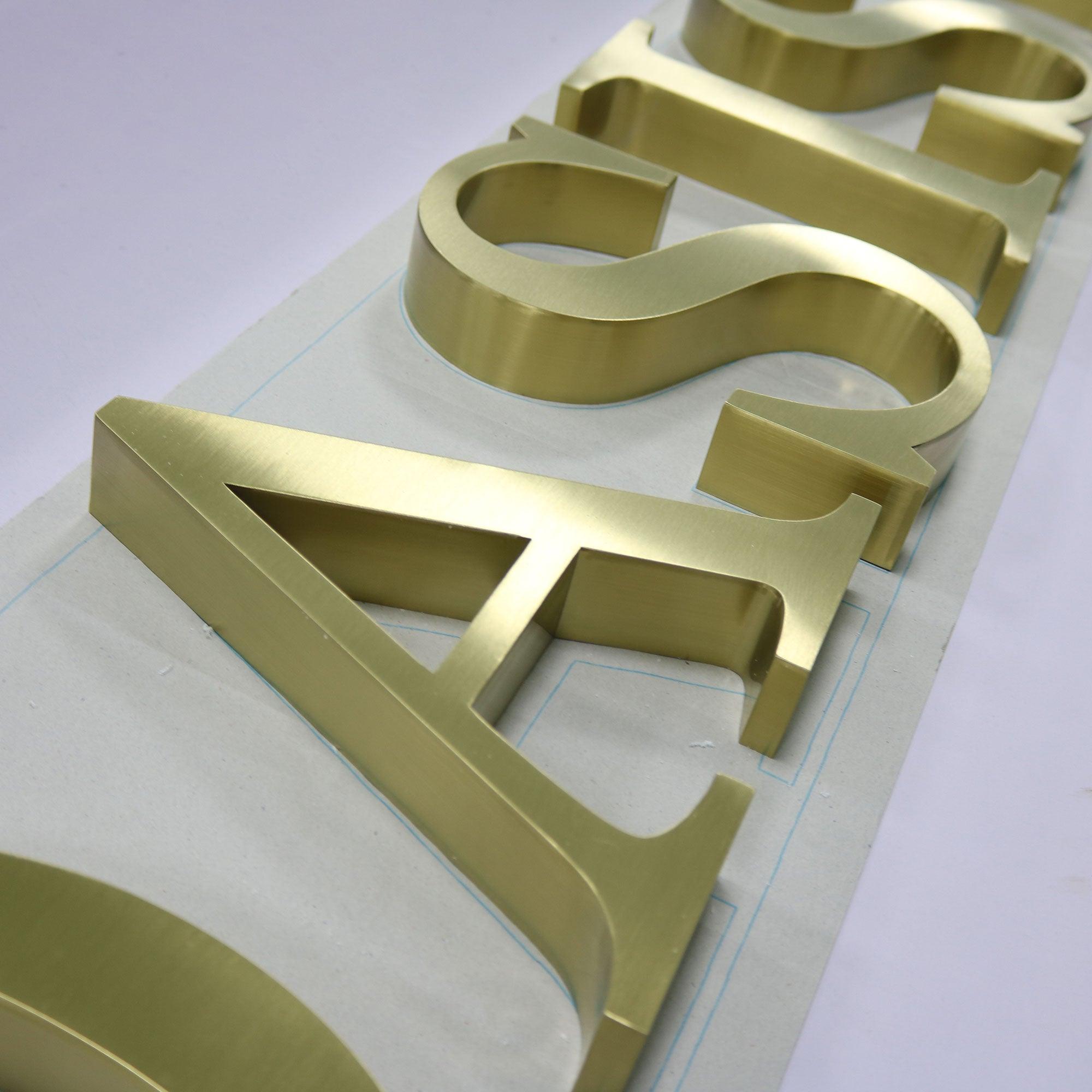 Custom Retail Store Signboard Wall Business Storefront Stainless Steel Gold Channel Letter Signs