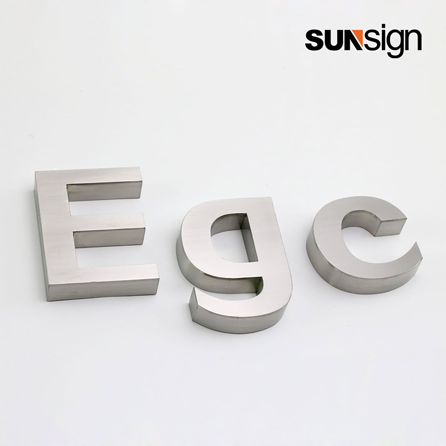 Company sign silver brushed finish metal 3D channel letters for wall indoor business decor