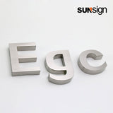 Company sign silver brushed finish metal 3D channel letters for wall indoor business decor