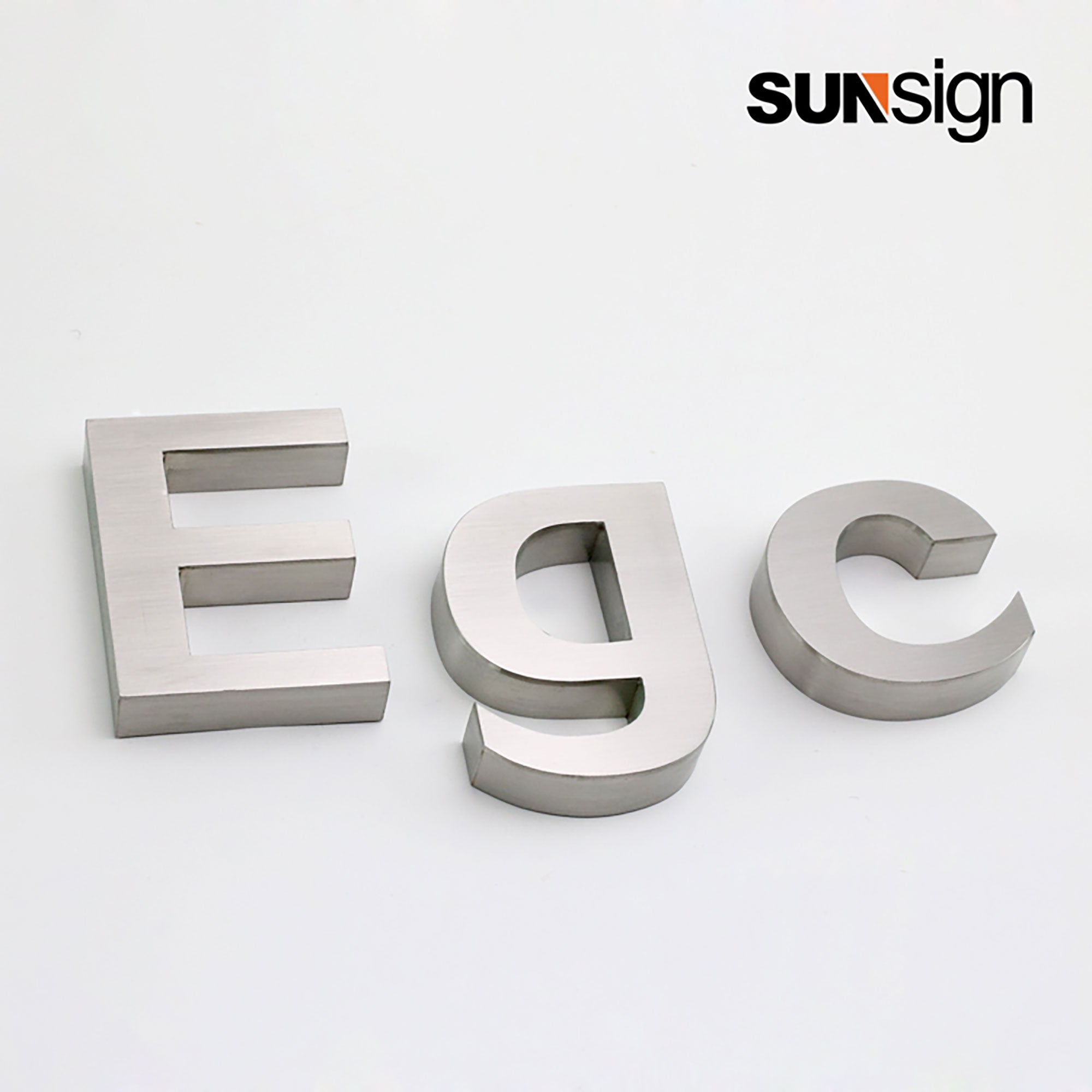 Company sign silver brushed finish metal 3D channel letters for wall indoor business decor