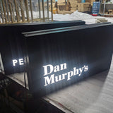 Outdoor store front double sided illuminated rectangle stainless steel led light box wall blade sign