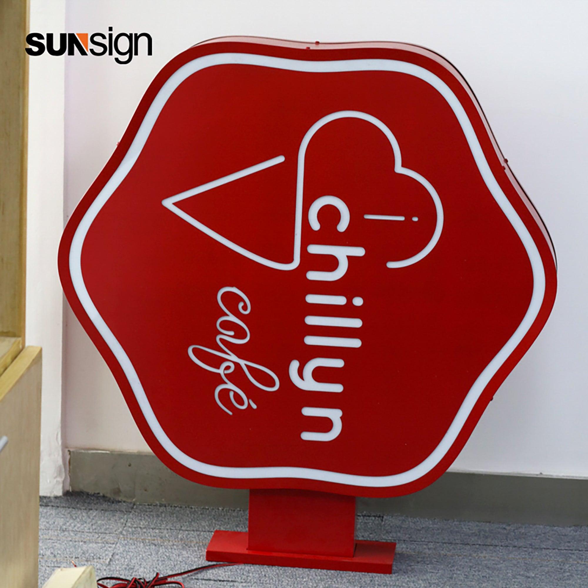 Custom business display led acrylic light box wall led sign coffee restaurant outdoor blade sign