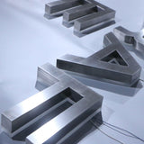 Custom led sign acrylic brushed silver channel letter 3d backlit signage logo reverse lit shopfront sign