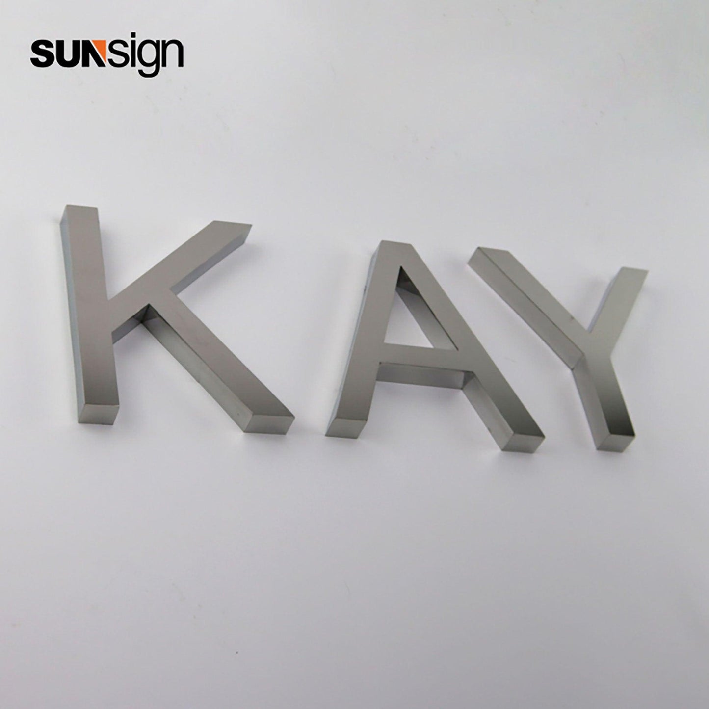 Flat cut stainless steel letters for wall indoor silver mirror finish channel letters business signage