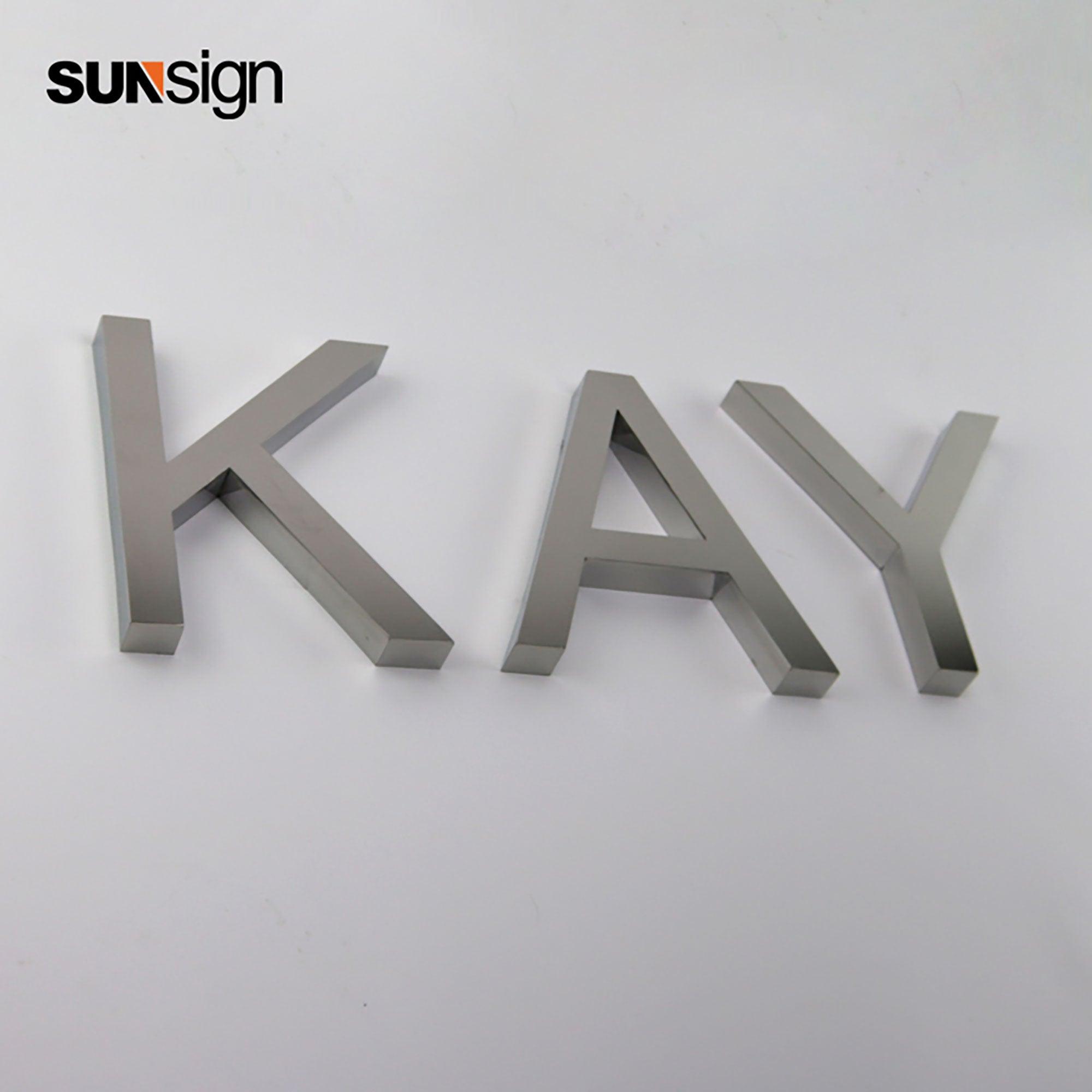 Flat cut stainless steel letters for wall indoor silver mirror finish channel letters business signage