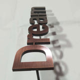 Copper finish brushed surface letters sign solid cut bronze letters logo stud mounted on the wall