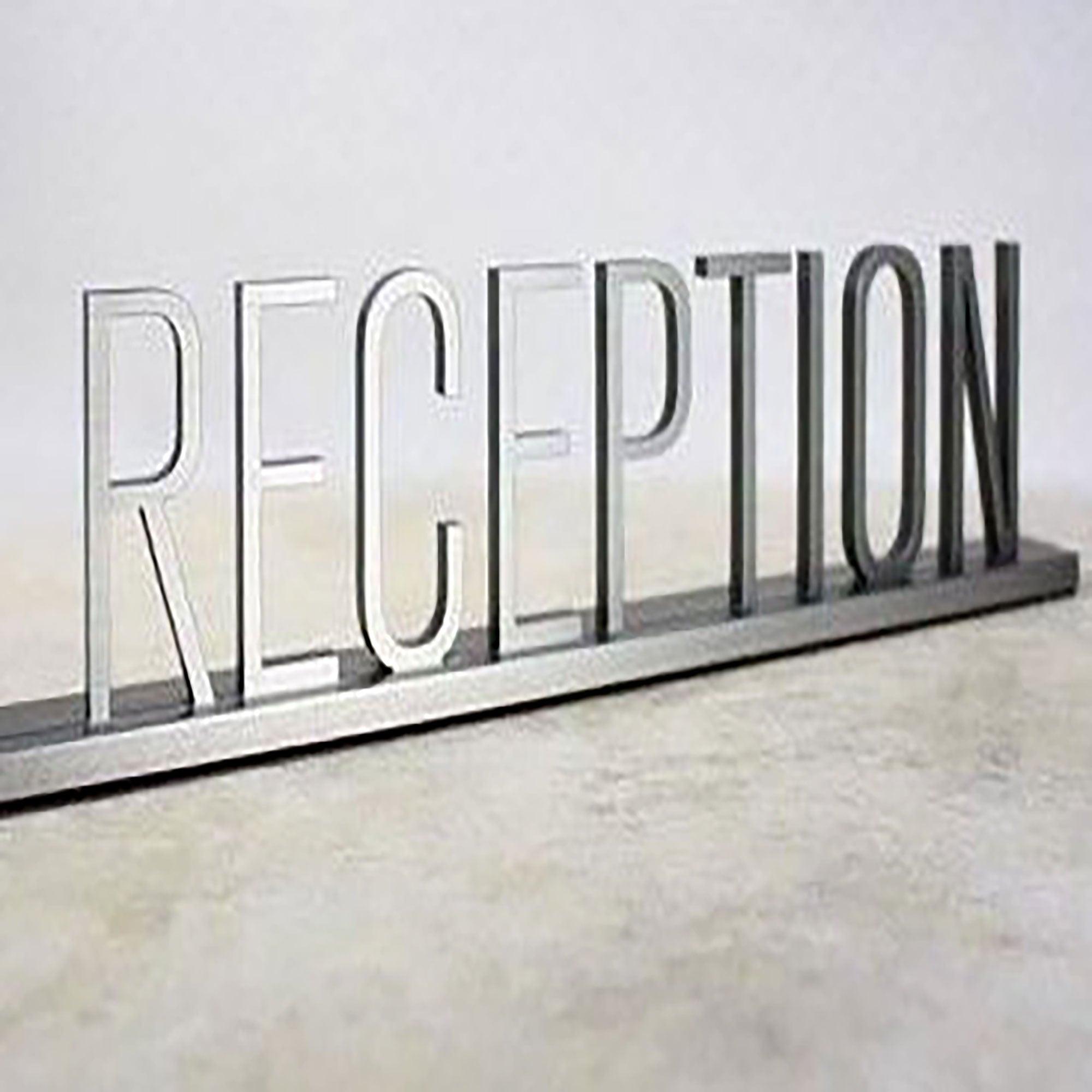 Custom Stainless Steel Hotel Signage Free Standing 3D Cut Letters Front Desk Reception Sign