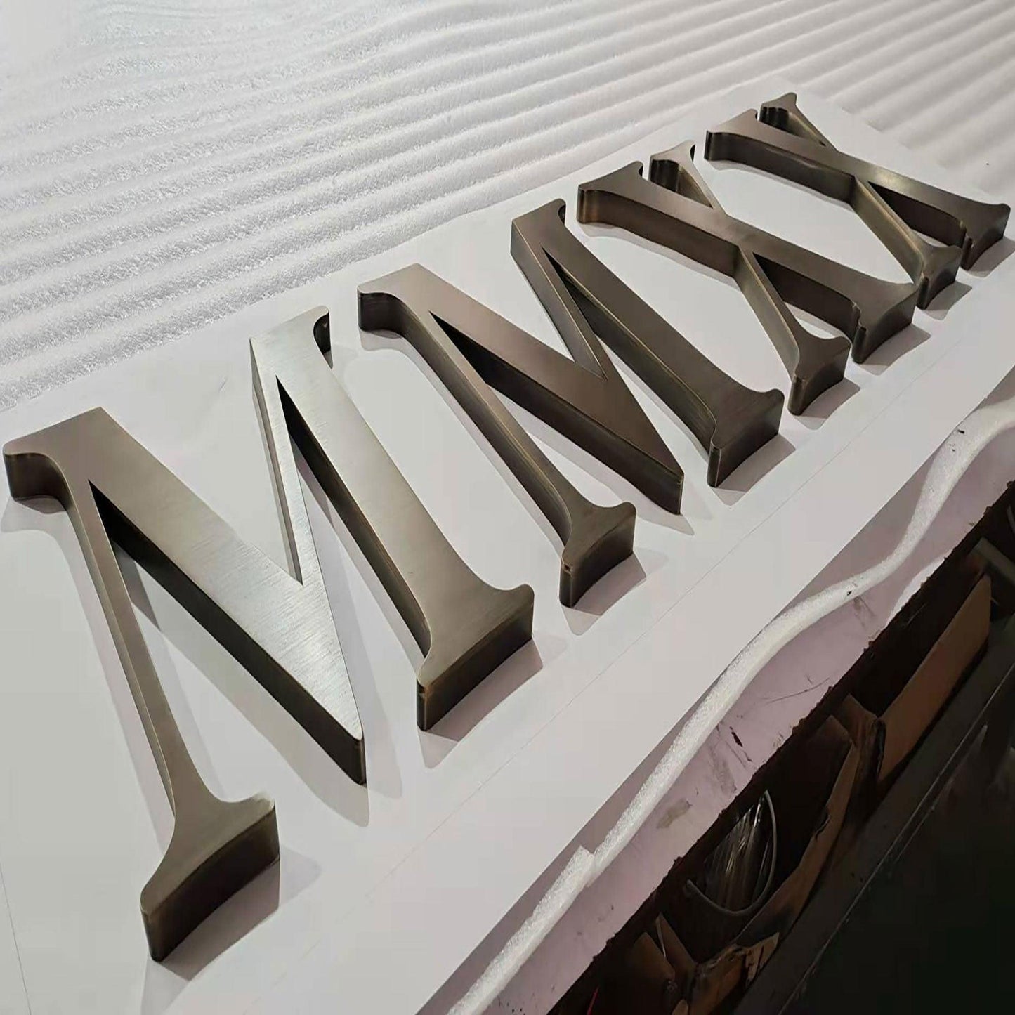 Brushed Vintage Metal Non Illuminate Signage Letters Customized Brass Channel letters Signs