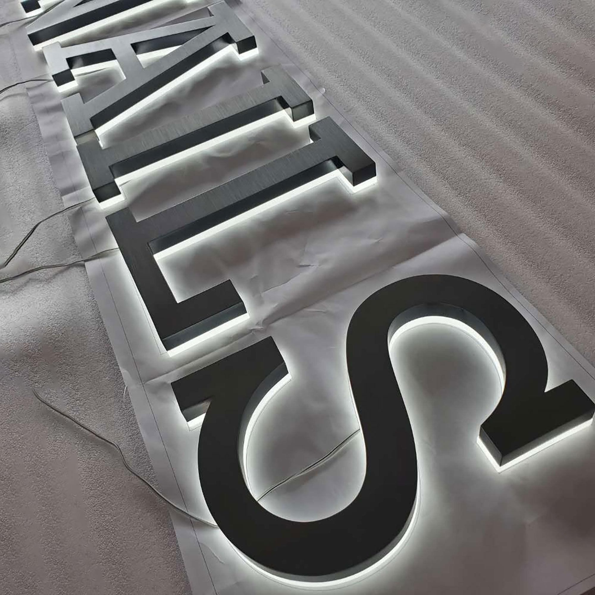 Fast delivery Led Channel Letter Sign Led Back Illuminate Letter Signs Store Stainless Steel Business Sign Outdoor Installation
