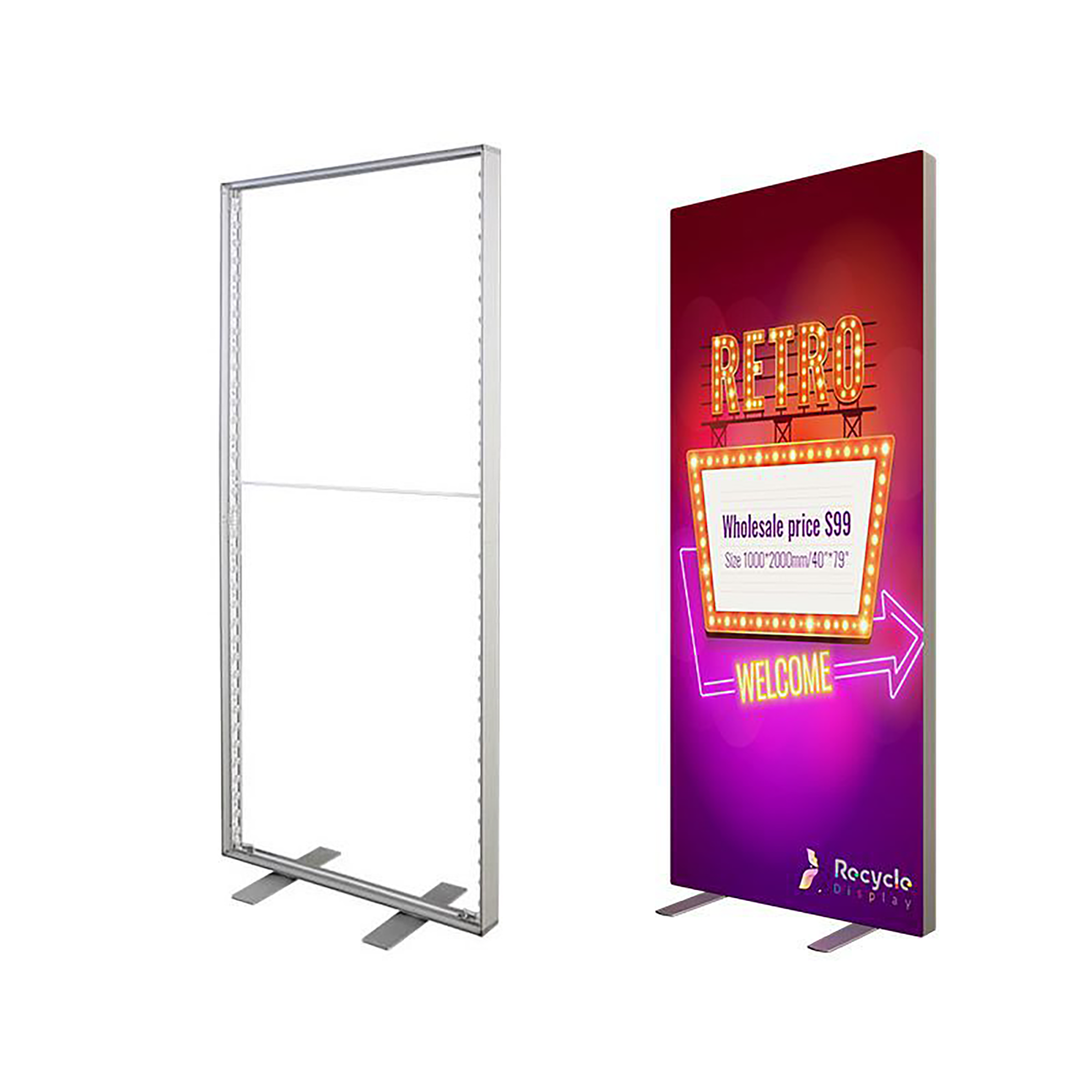 Exhibition Booth Illuminated Fabric Aluminum Free Standing Light Boxes Custom LED Trade Show Booth Light Box