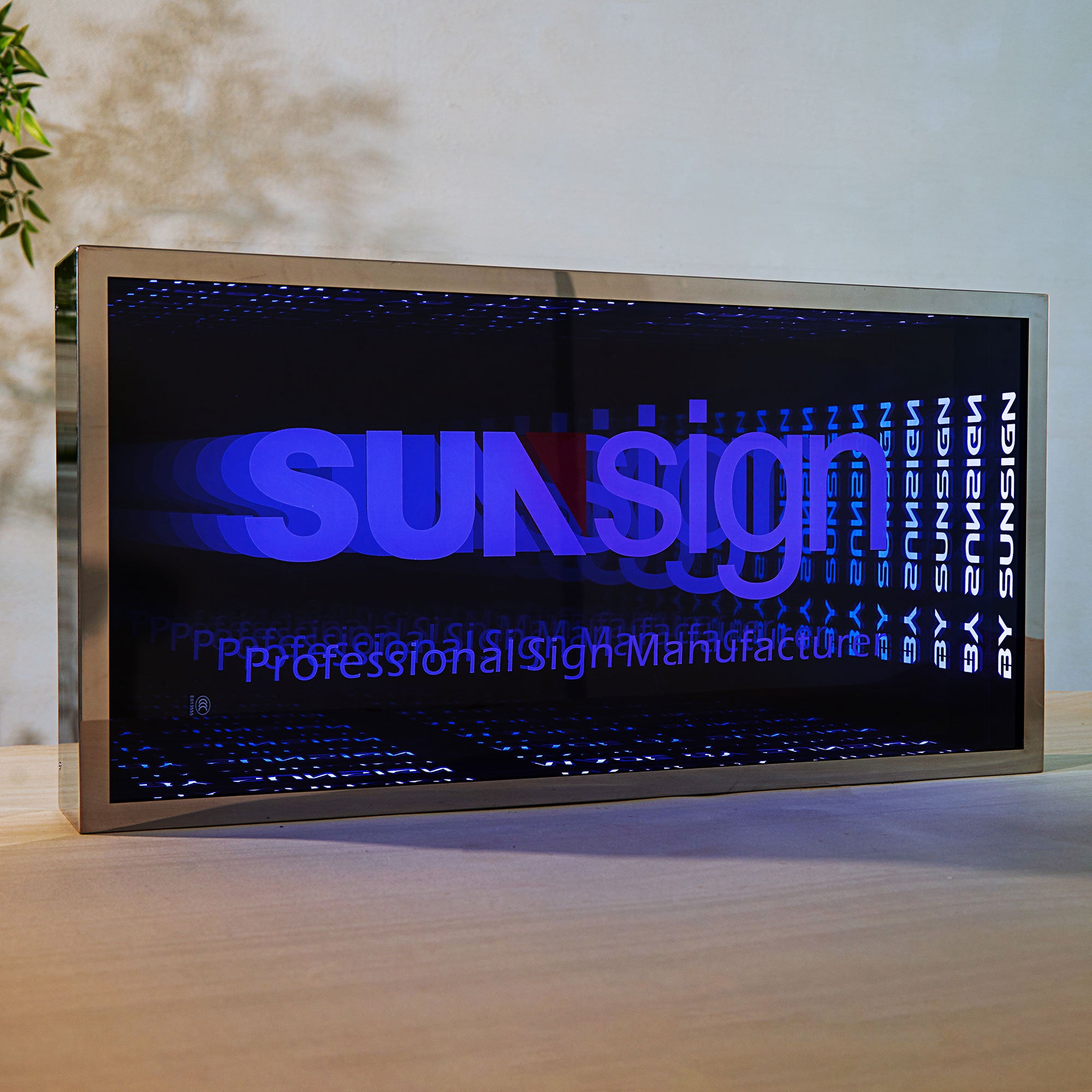 Customized RGB Color Changing LED Infinity Mirror Signage Office 3D Sign LED Mirrors Shop Name Billboard