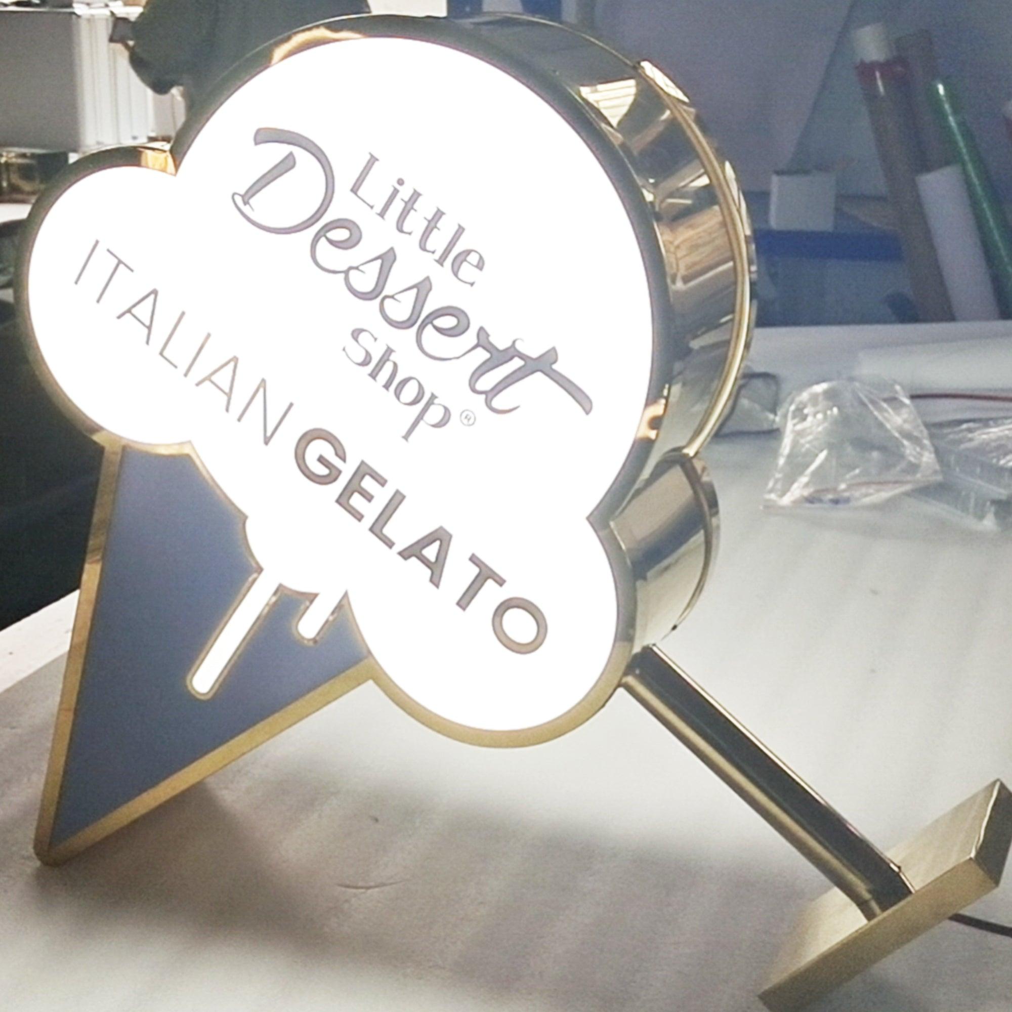 Custom Blade Sign Coffee Shop Double Sided Illuminated Stainless Steel Lightbox Signage