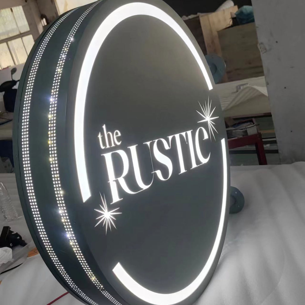 Double Sided Round Illuminated Projecting Light Box – 60cm Shop Sign – Smarts-Art