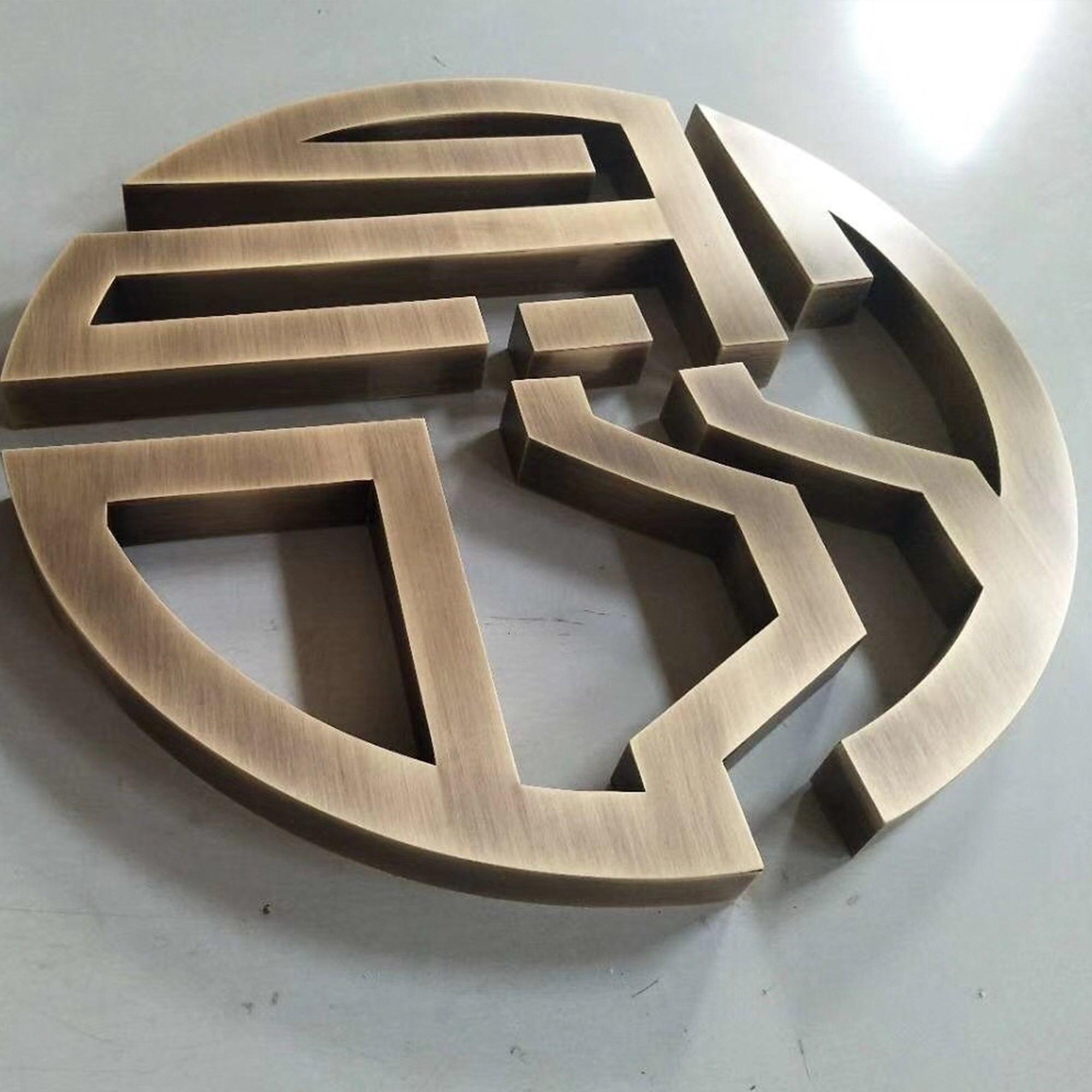 Customized Vintage Metal Letters Sign Bronze Stainless Steel 3d Channel Letter Wall Logo Store Company Brand Signage
