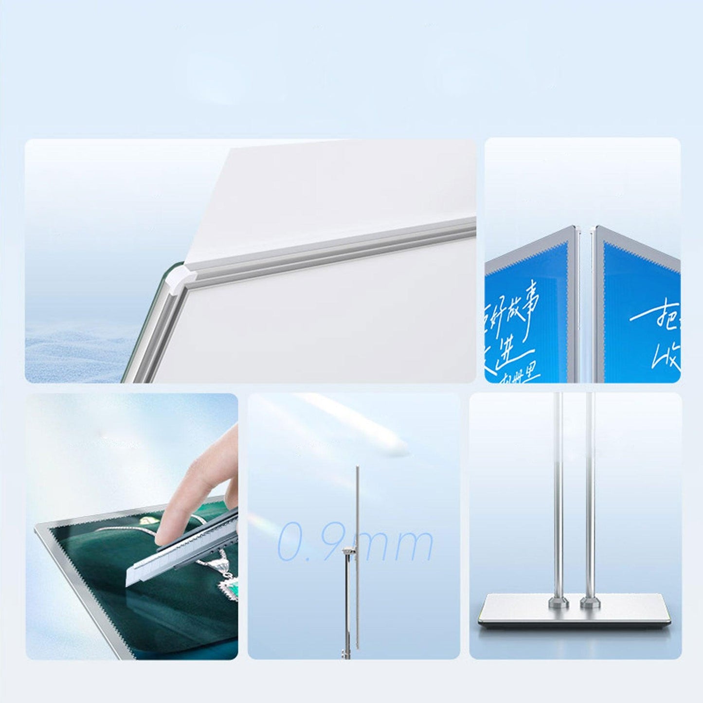 Free Standing Tempering Glass Ultra Thin Lightbox Adjustable Portable LED Advertising Screen Display
