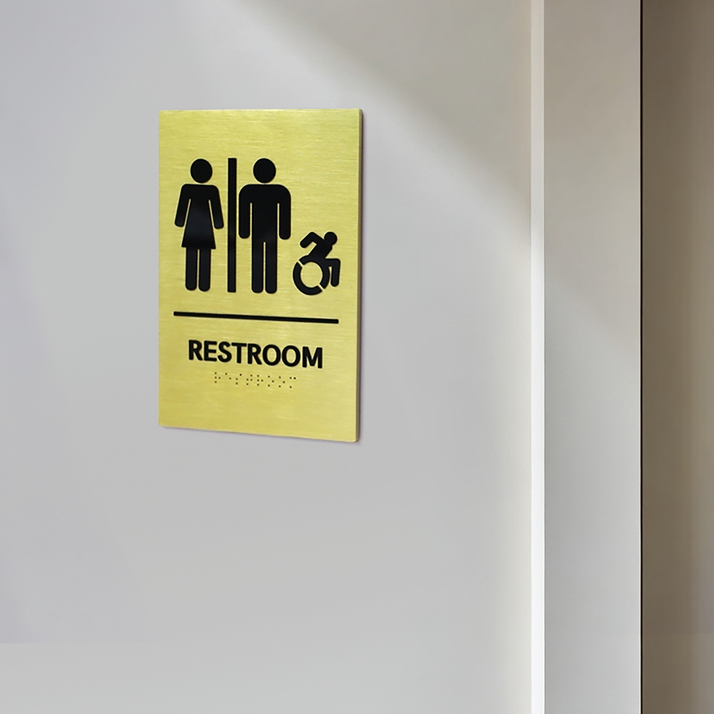 Customized Stainless Steel Gold Brushed Braille Wall Signs Office Indoor 3D Acrylic Cut Braille Sign