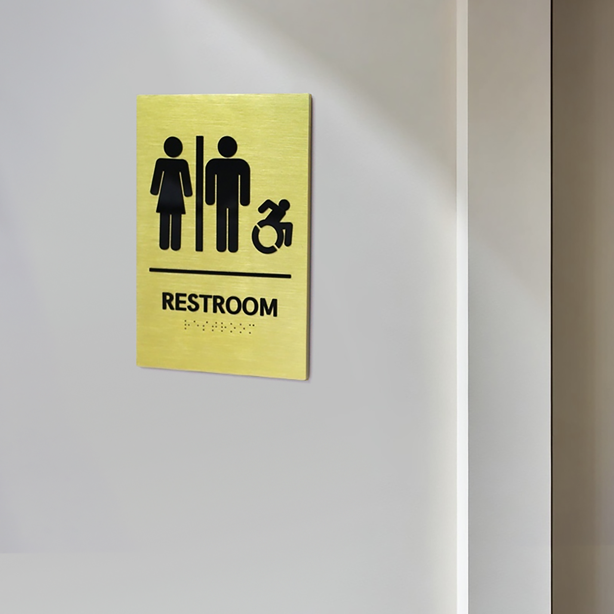 Customized Stainless Steel Gold Brushed Braille Wall Signs Office Indoor 3D Acrylic Cut Braille Sign