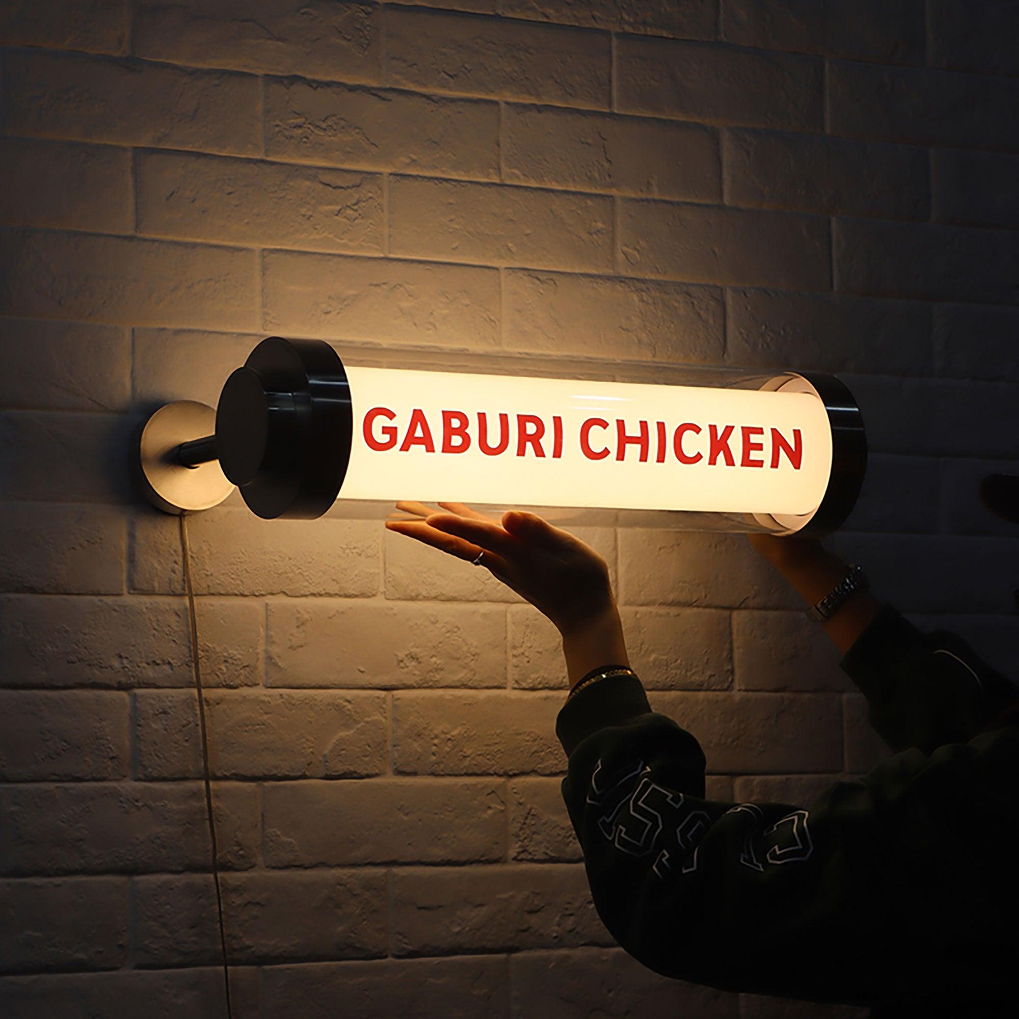 Acrylic cylindrical luminous light box stainless steel doorstep round tube hanging lightbox sign