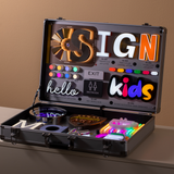 Portable led sample box 3d illuminated letters display business led sample kit box with metal channel letters