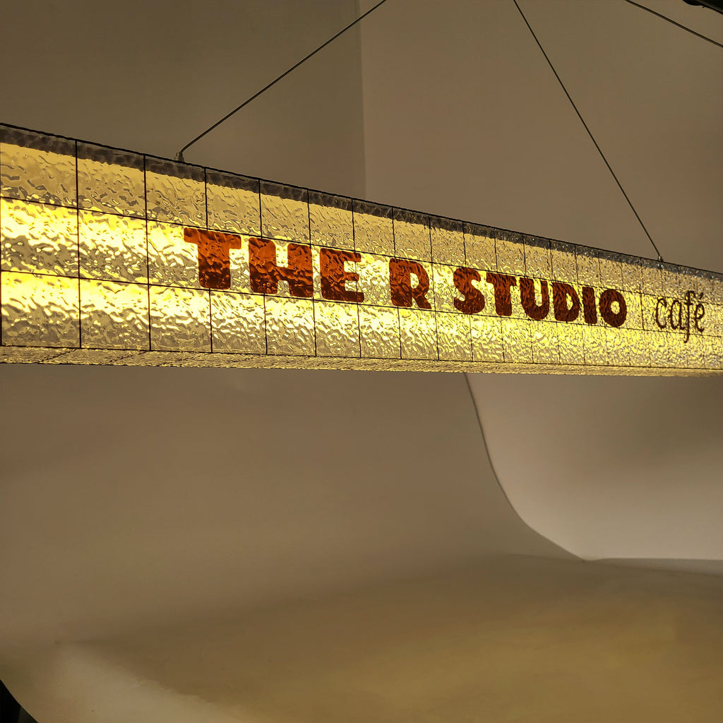 Boutique Stores Indoor Reception Lightbox Sign Stone Texture Acrylic Full Illuminated Light Box Signboard