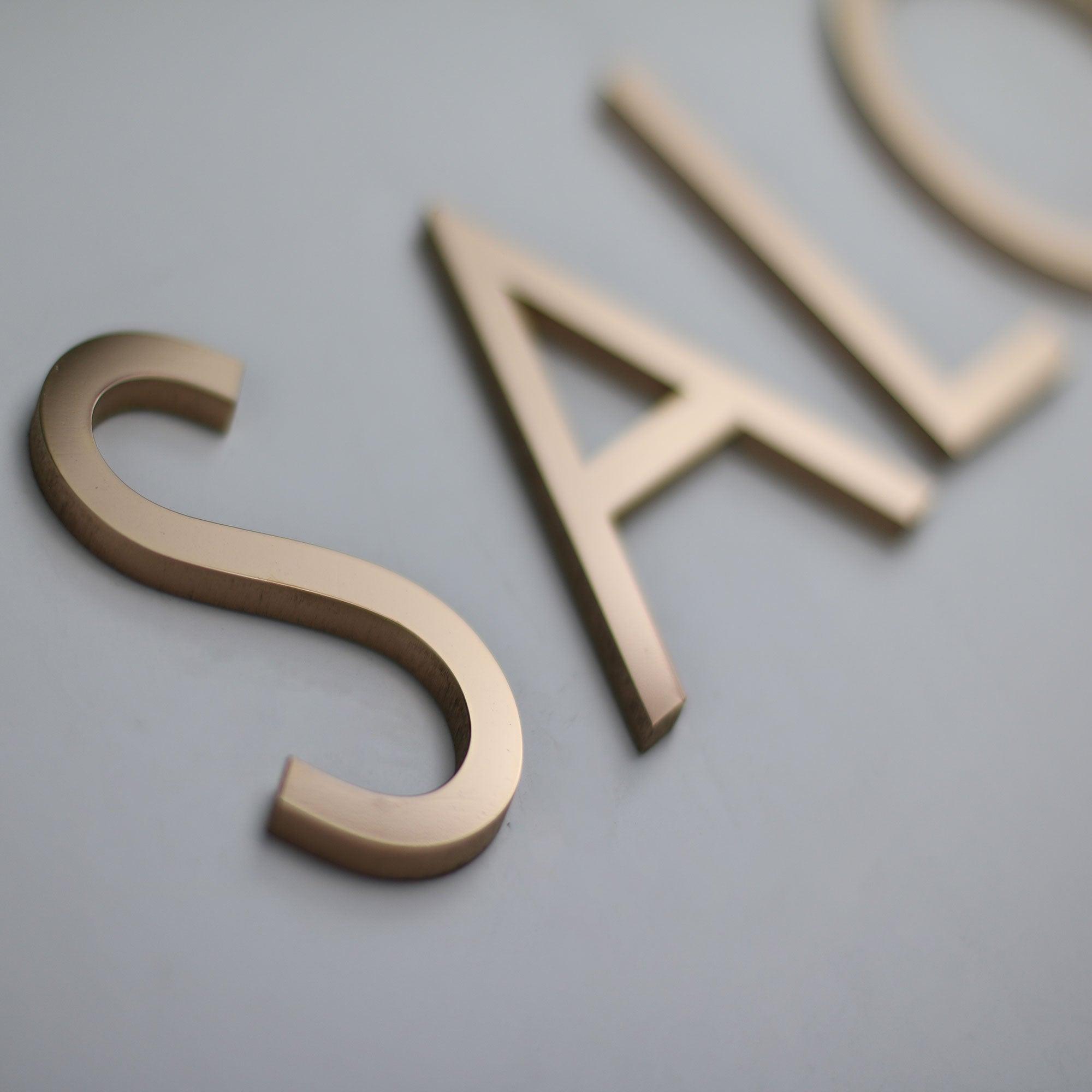 Flat cut solid stainless steel letters for wall decoration indoor and outdoor advertising logo business signage