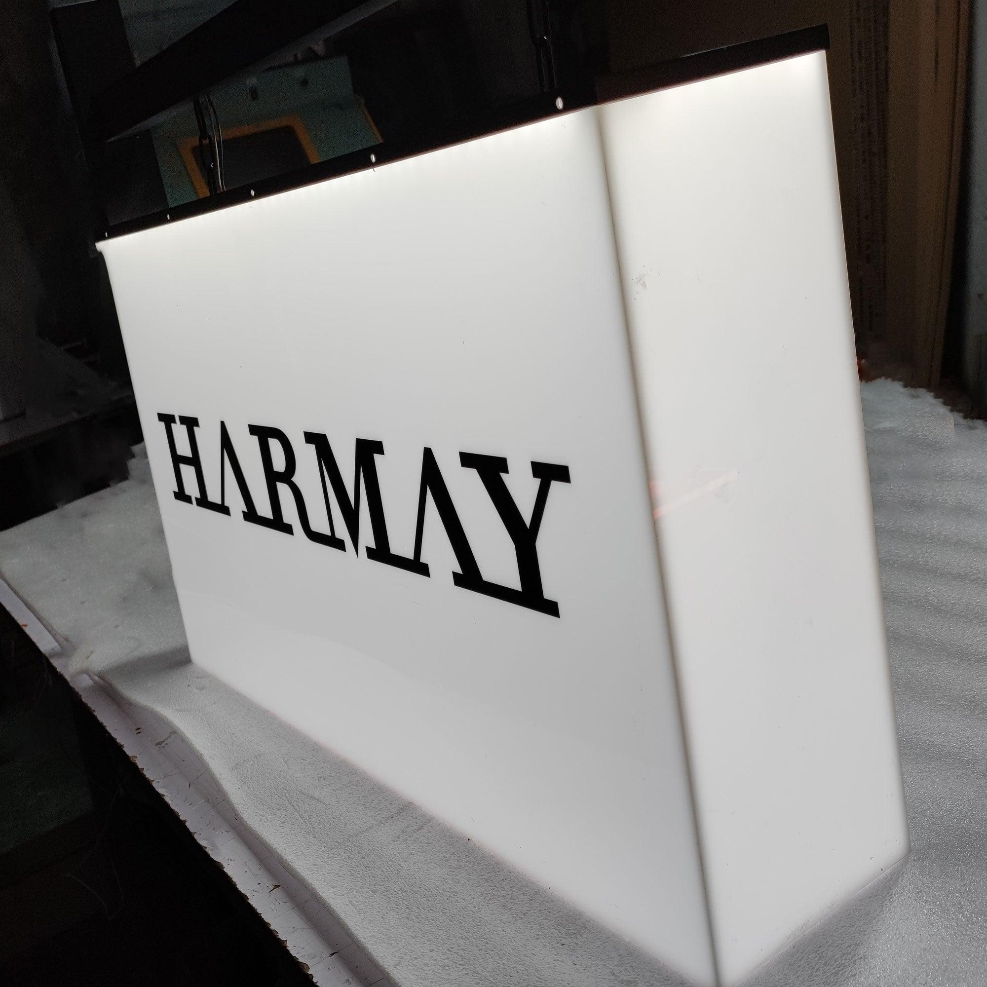 DIY Full Lit Steel Hanging Light Box Interior Rectangle Illuminated Led Acrylic Shop Signboard