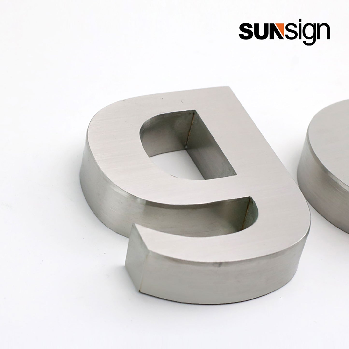 Company sign silver brushed finish metal 3D channel letters for wall indoor business decor