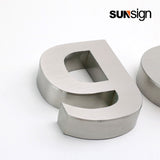 Company sign silver brushed finish metal 3D channel letters for wall indoor business decor