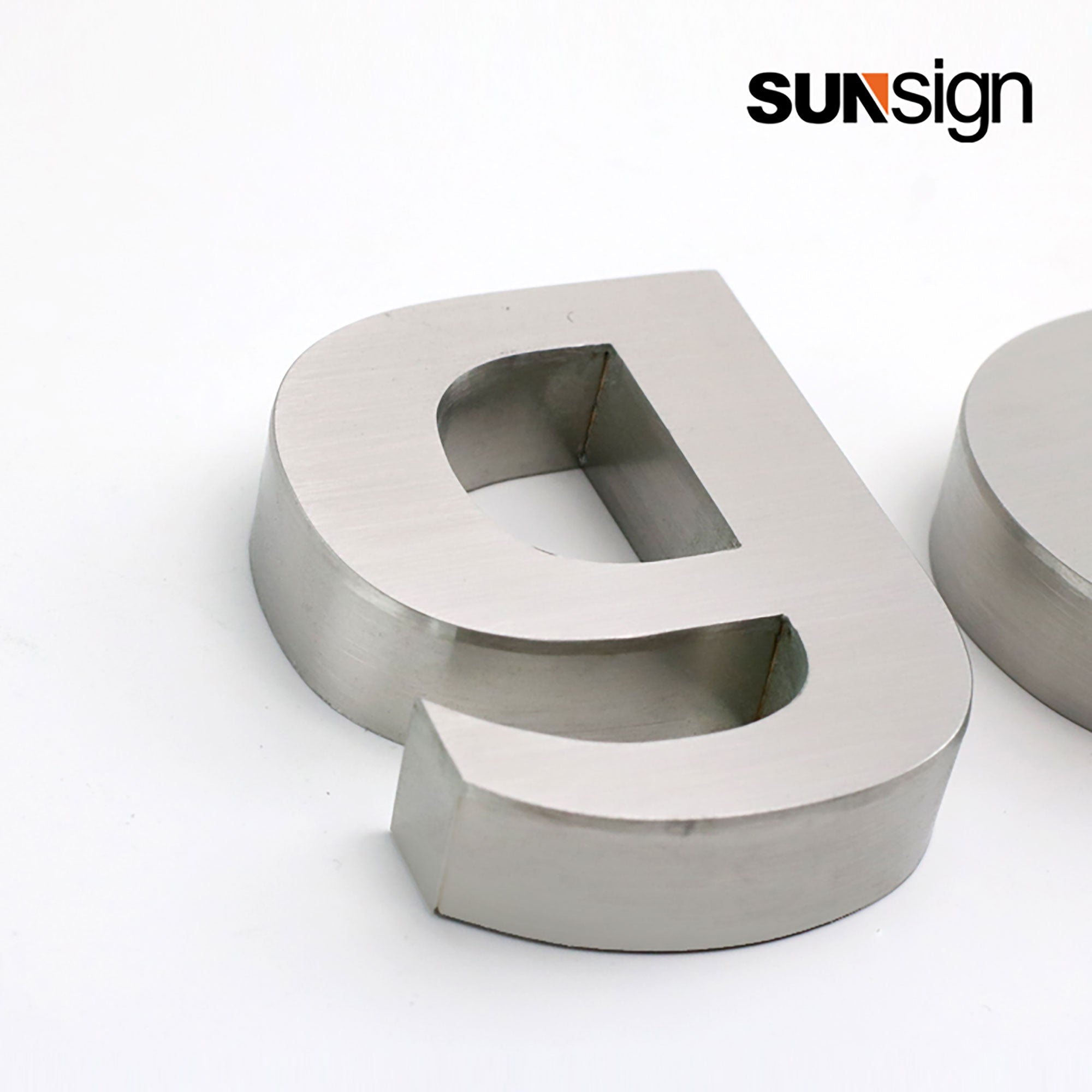 Company sign silver brushed finish metal 3D channel letters for wall indoor business decor