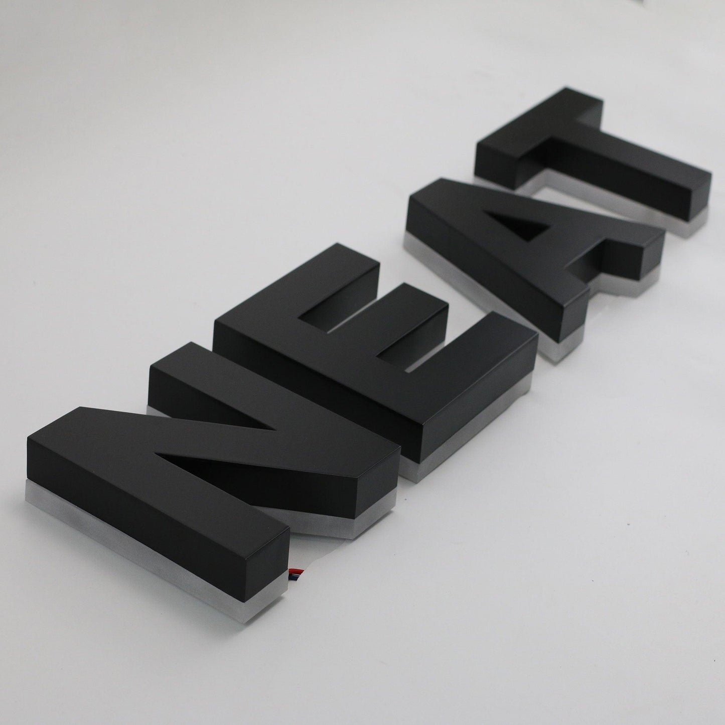 Wall Mounted Outdoor Stainless Steel Channel Letters With Black Paint Company Logo LED Backlit Channel Letter Sign