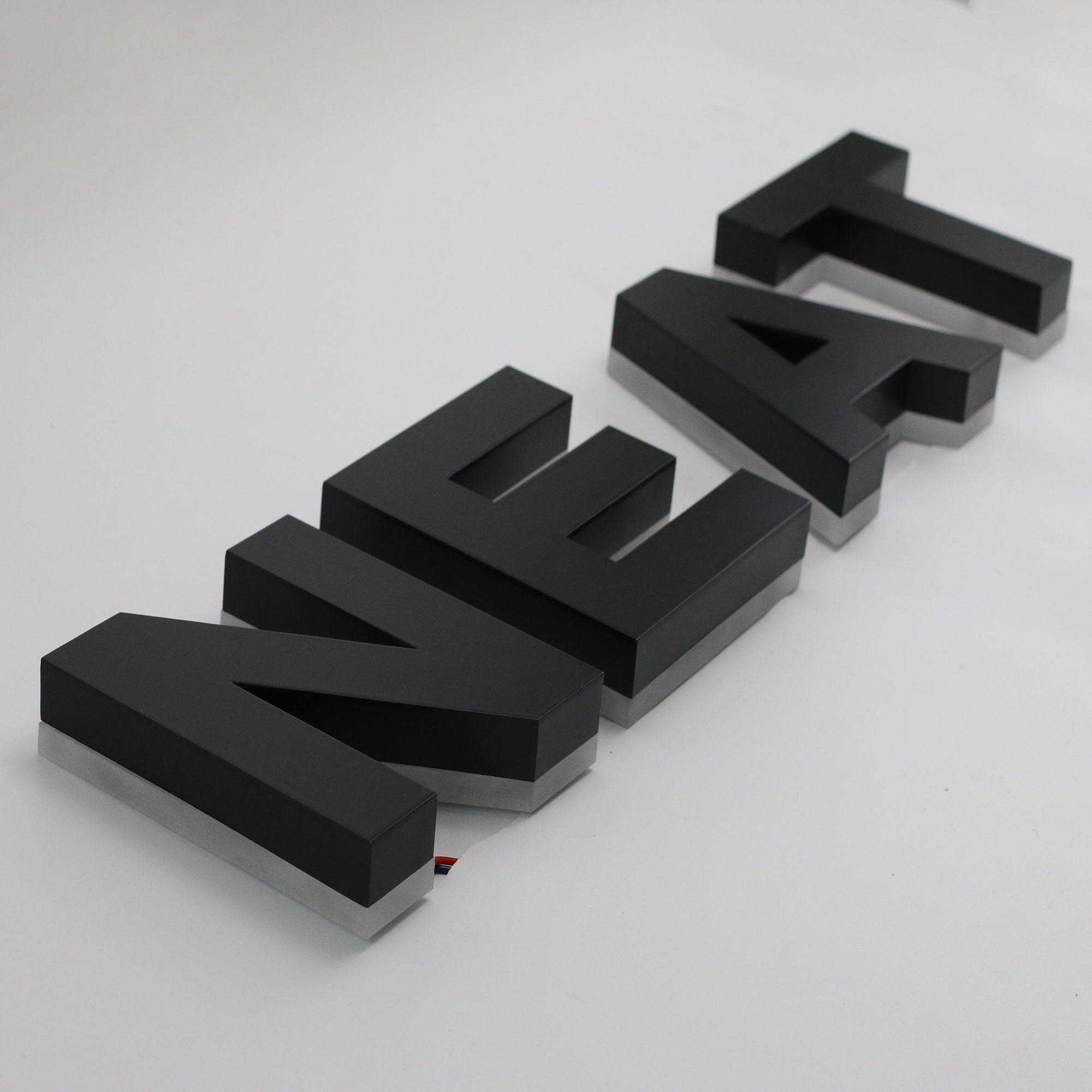 Wall Mounted Outdoor Stainless Steel Channel Letters With Black Paint Company Logo LED Backlit Channel Letter Sign