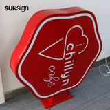 Custom business display led acrylic light box wall led sign coffee restaurant outdoor blade sign