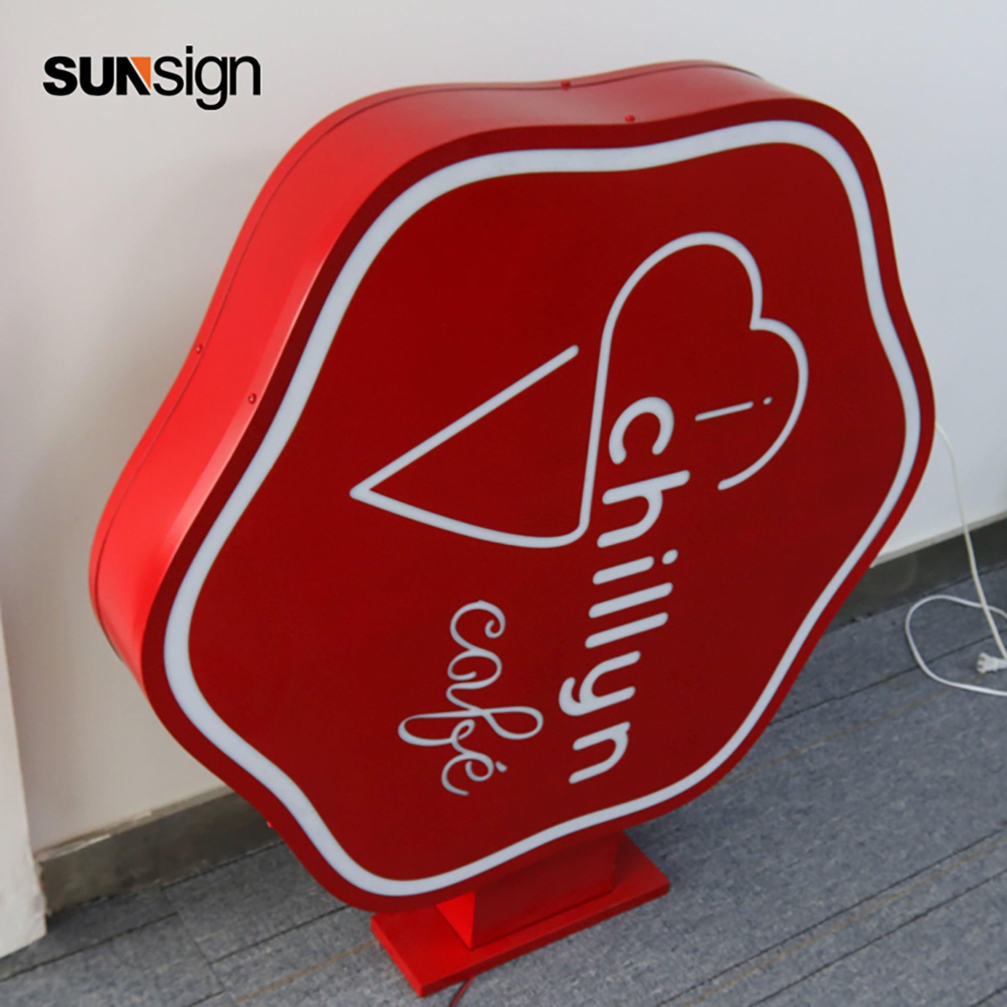 Custom business display led acrylic light box wall led sign coffee restaurant outdoor blade sign