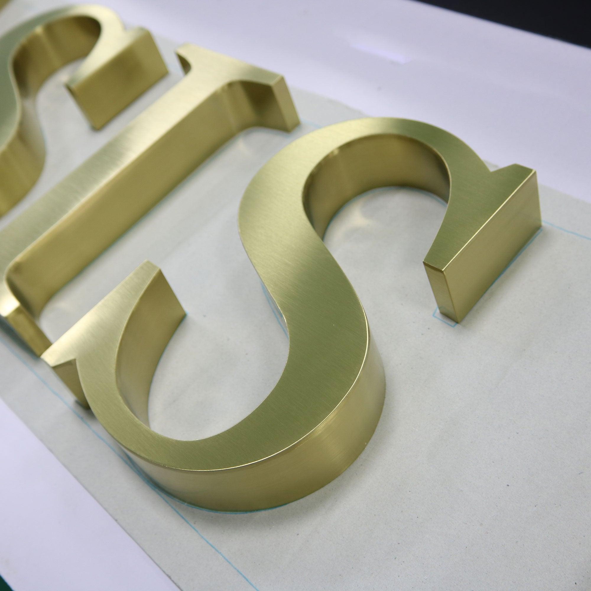 Custom Retail Store Signboard Wall Business Storefront Stainless Steel Gold Channel Letter Signs