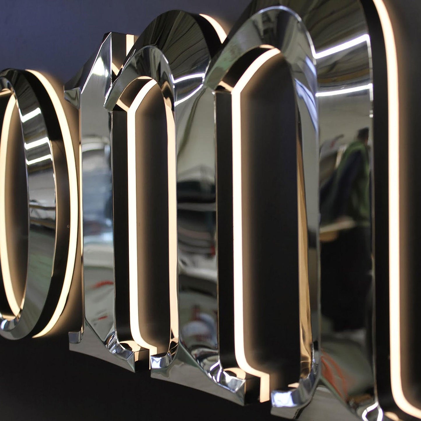 Custom polished finish 3D acrylic stainless steel channel letters waterproof led backlit letter sign with beveled face