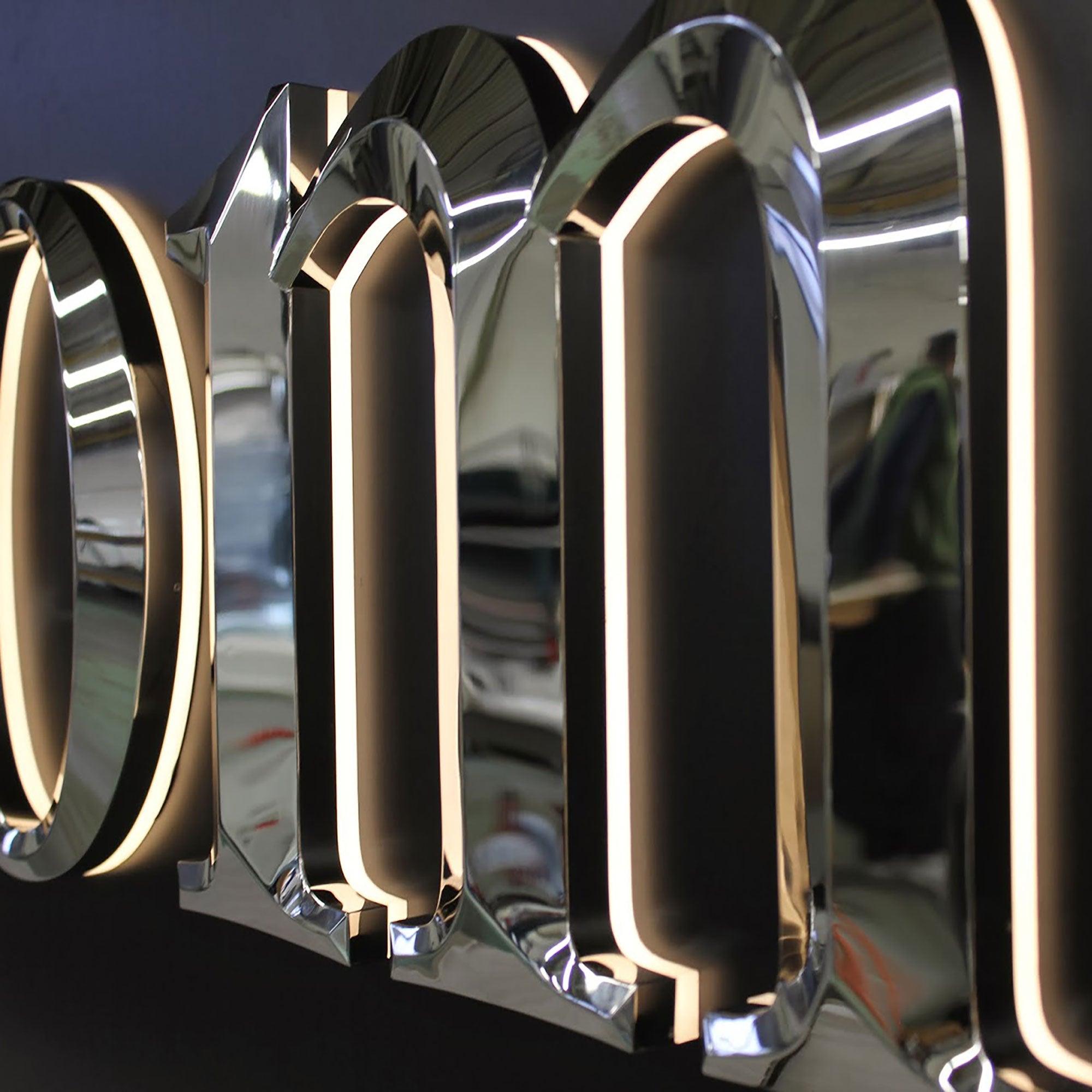 Custom polished finish 3D acrylic stainless steel channel letters waterproof led backlit letter sign with beveled face