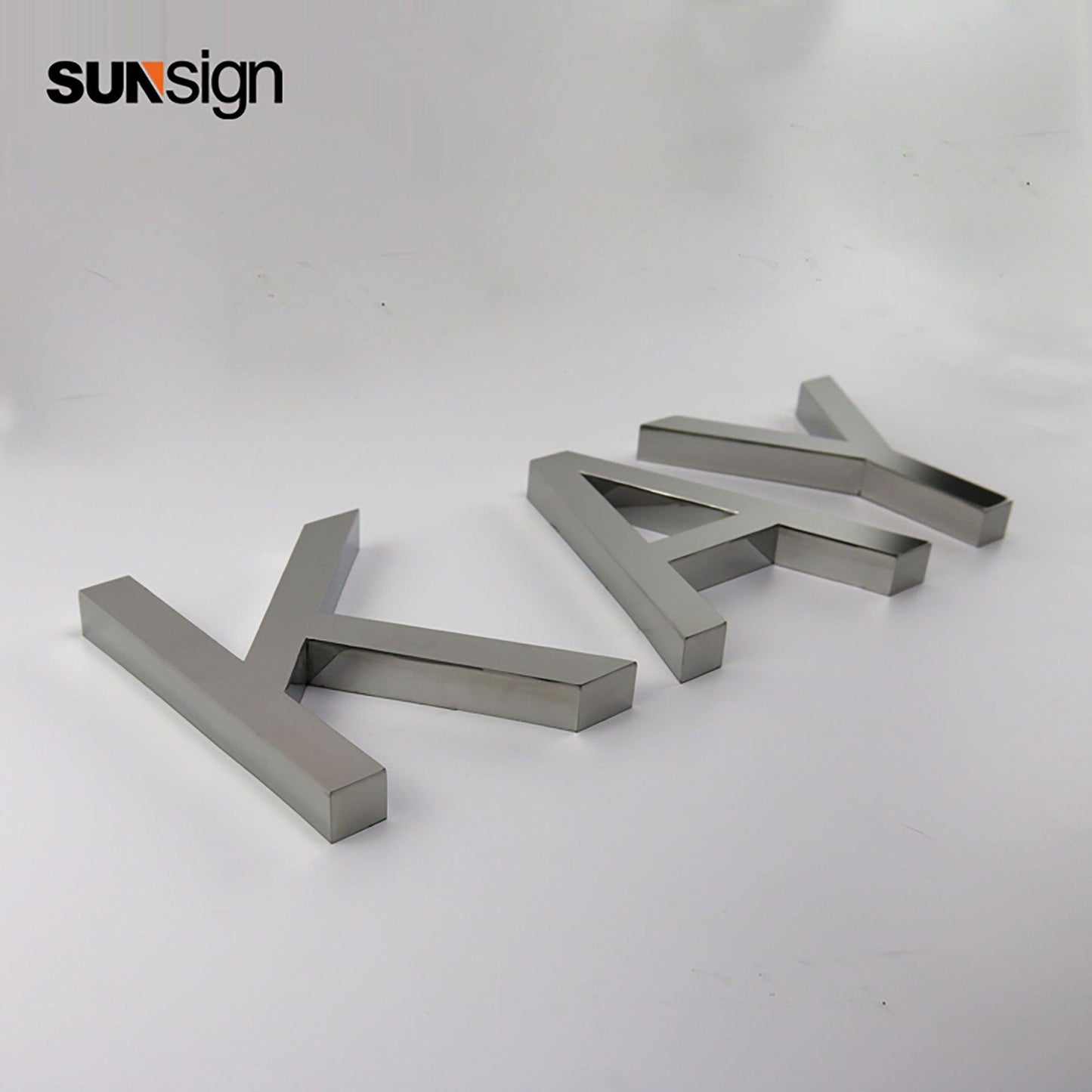 Flat cut stainless steel letters for wall indoor silver mirror finish channel letters business signage