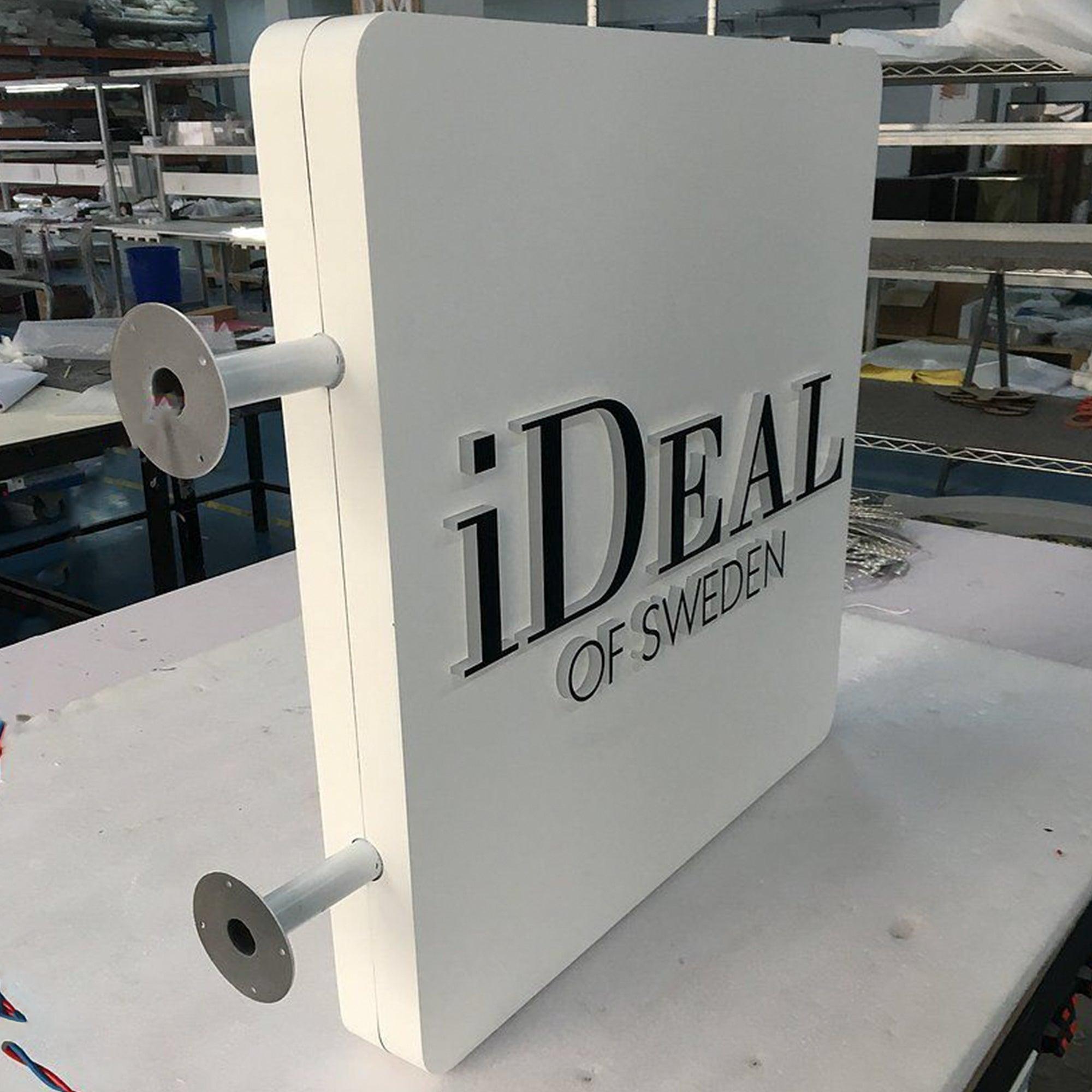Blade Logo Sign Custom LED Lightbox Signs Stainless Steel Double Lit Shop Front Commercial Sign