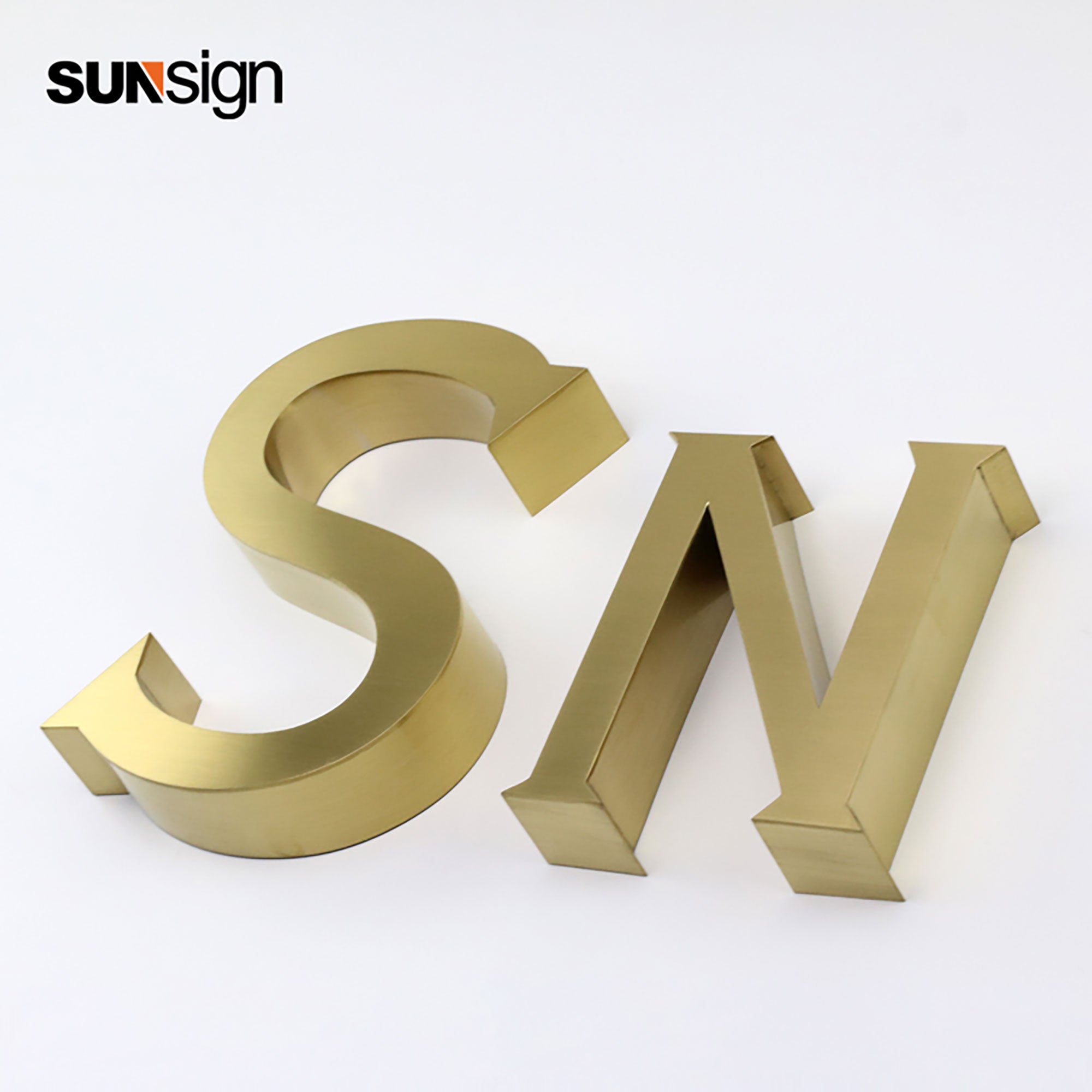 3D Metal Logo Gold Coated Stainless Steel Channel Letters For Indoor Office Company Wall Signs