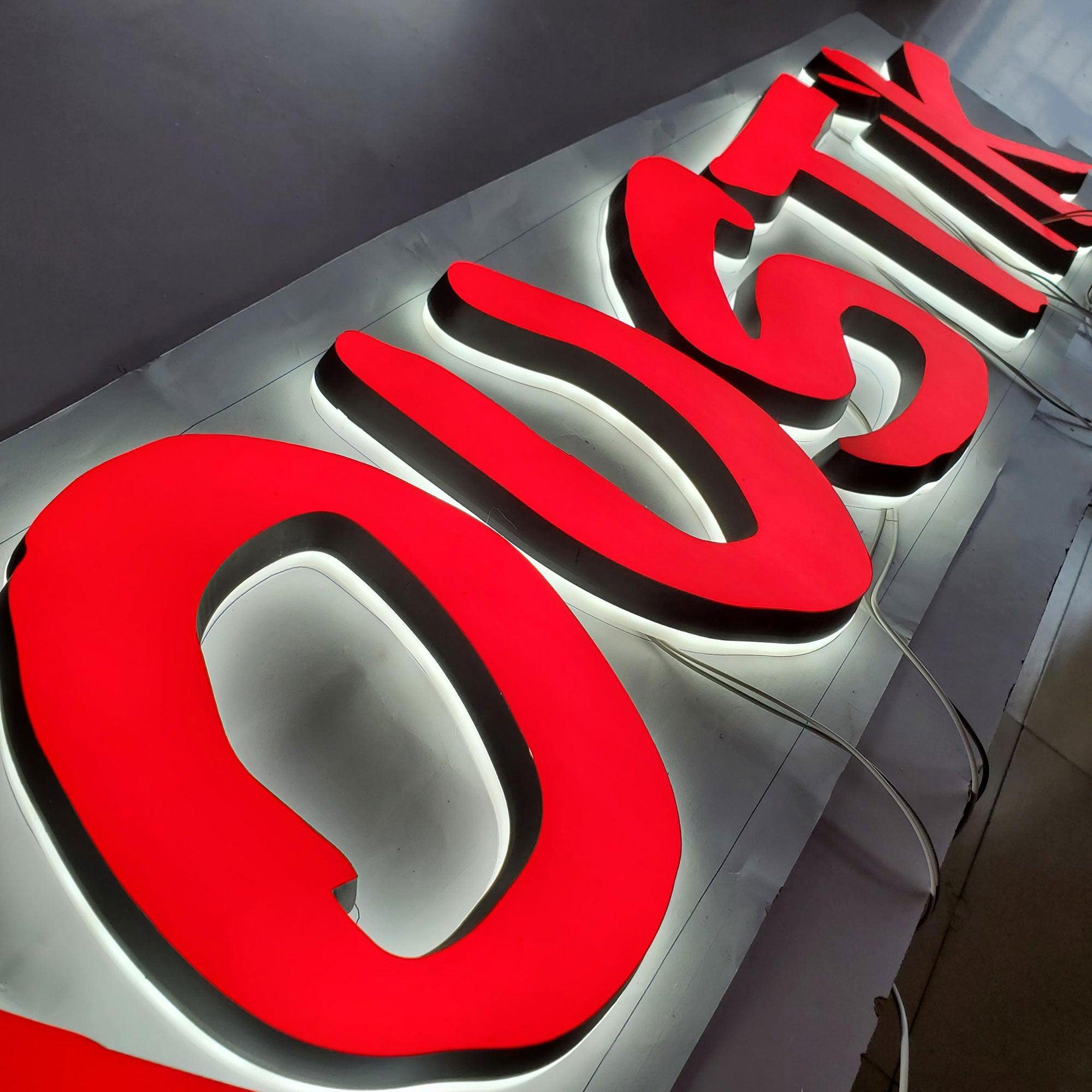 Shop front solid cut acrylic letters wall mounted double lit mini acry ...