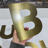 Company Lobby Wall Metal Signage Custom Flat Cut Stainless Steel Letters with Bronze Brushed Finish