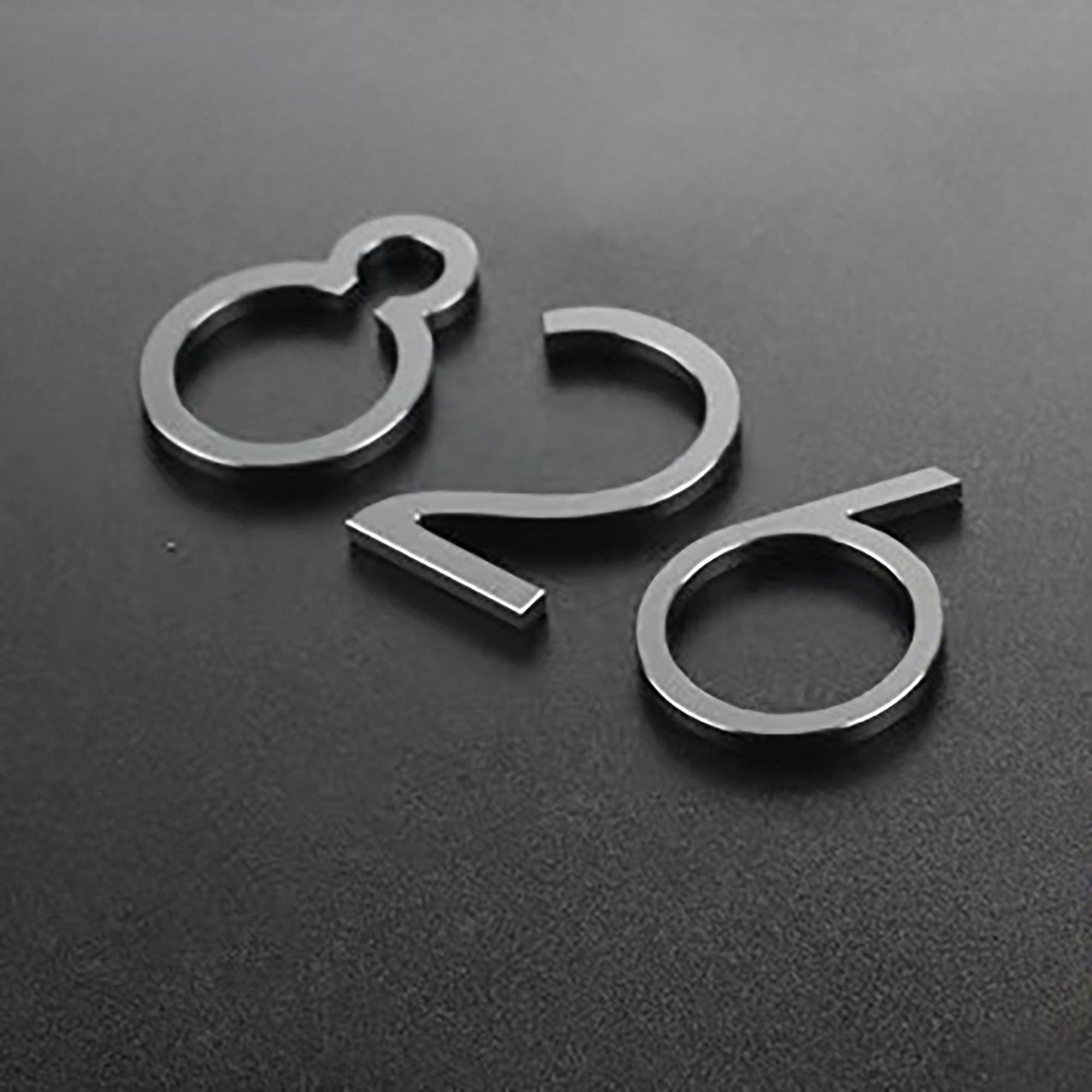 Custom gold silver house numbers hotel indoor door signs engraved stainless steel letters