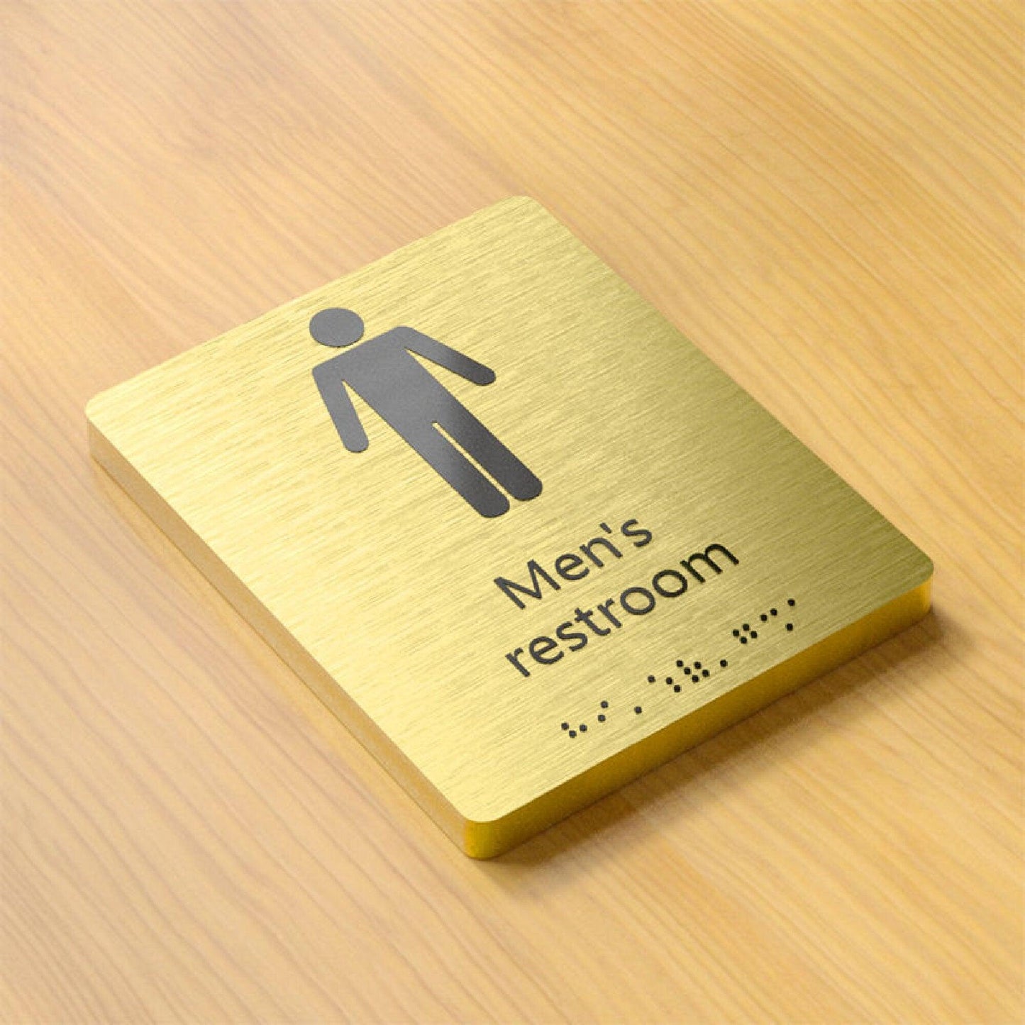 Office Indoor Sign Restroom Directional Signage Brushed Stainless Steel Way Finding Braille Sign