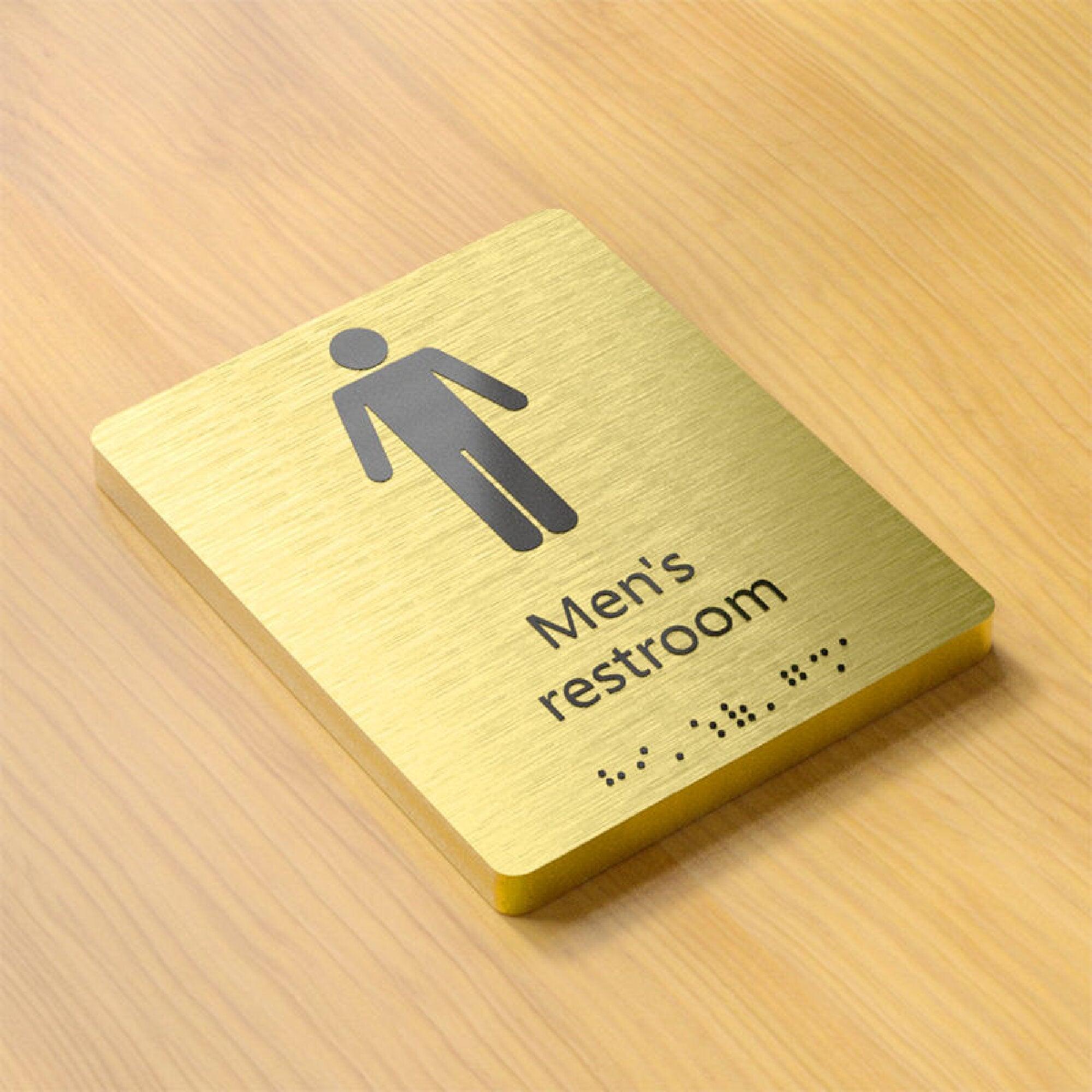 Office Indoor Sign Restroom Directional Signage Brushed Stainless Steel Way Finding Braille Sign