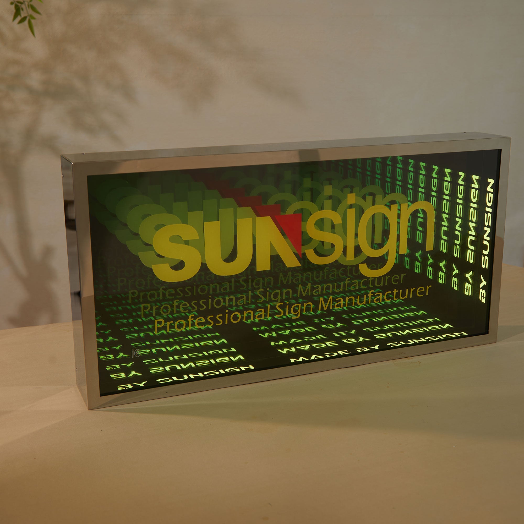 Customized RGB Color Changing LED Infinity Mirror Signage Office 3D Sign LED Mirrors Shop Name Billboard